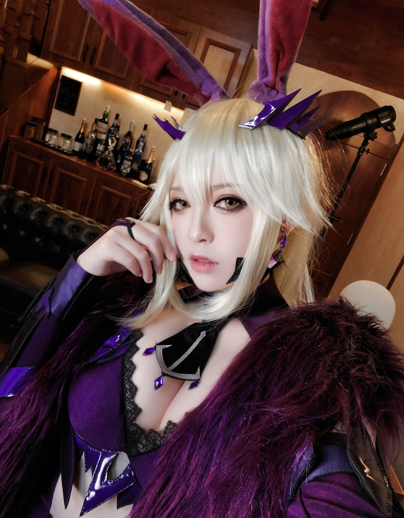 微博美少女半半子Cosplay性感写真LancerAlterBunny (36)