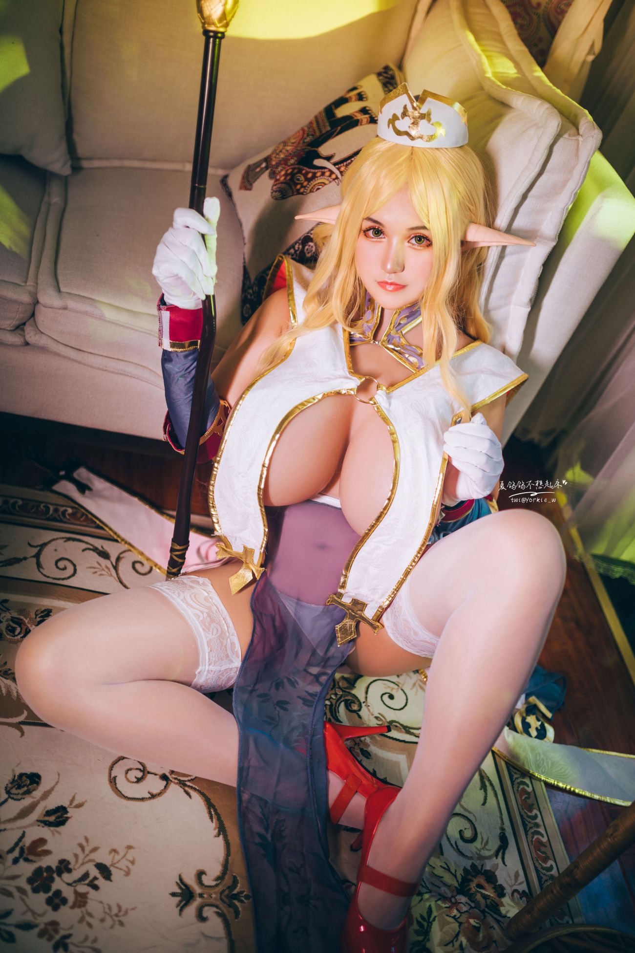 微博美少女夏鸽鸽不想起床Cosplay性感写真精灵村普莉希拉 (34)