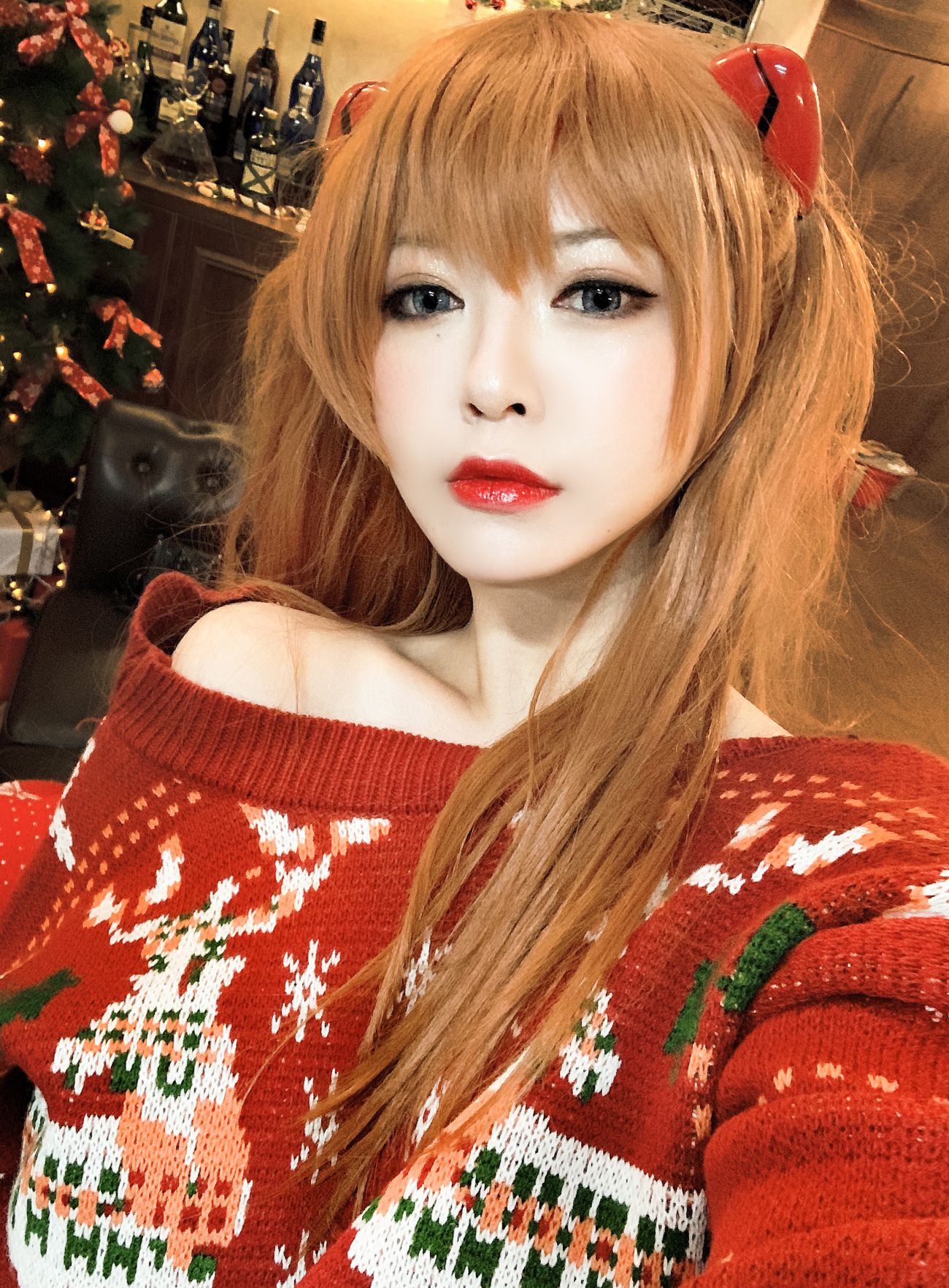 微博美少女半半子Cosplay性感写真式波ASUKA Christmas (39)