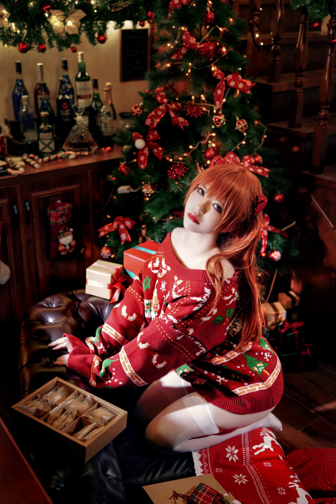 微博美少女半半子Cosplay性感写真式波ASUKA Christmas (17)