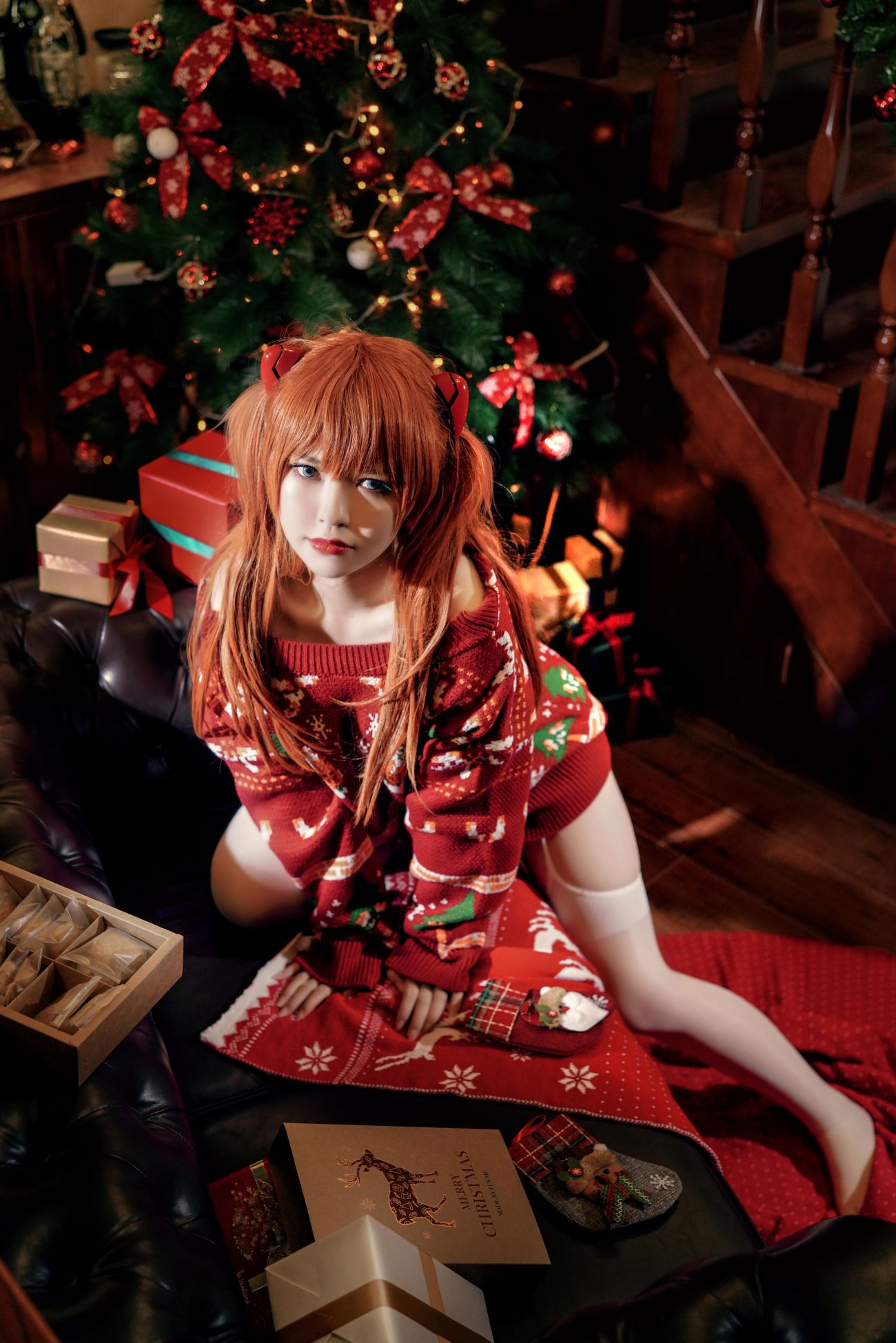 微博美少女半半子Cosplay性感写真式波ASUKA Christmas (18)