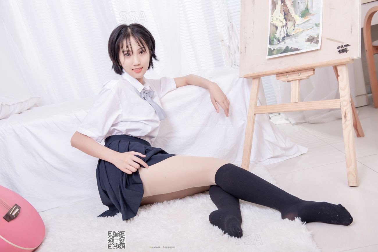 SSA丝社嫩模丝袜美脚写真第No.181期小佩的酒窝少女JK制服肉丝黑袜 (21)