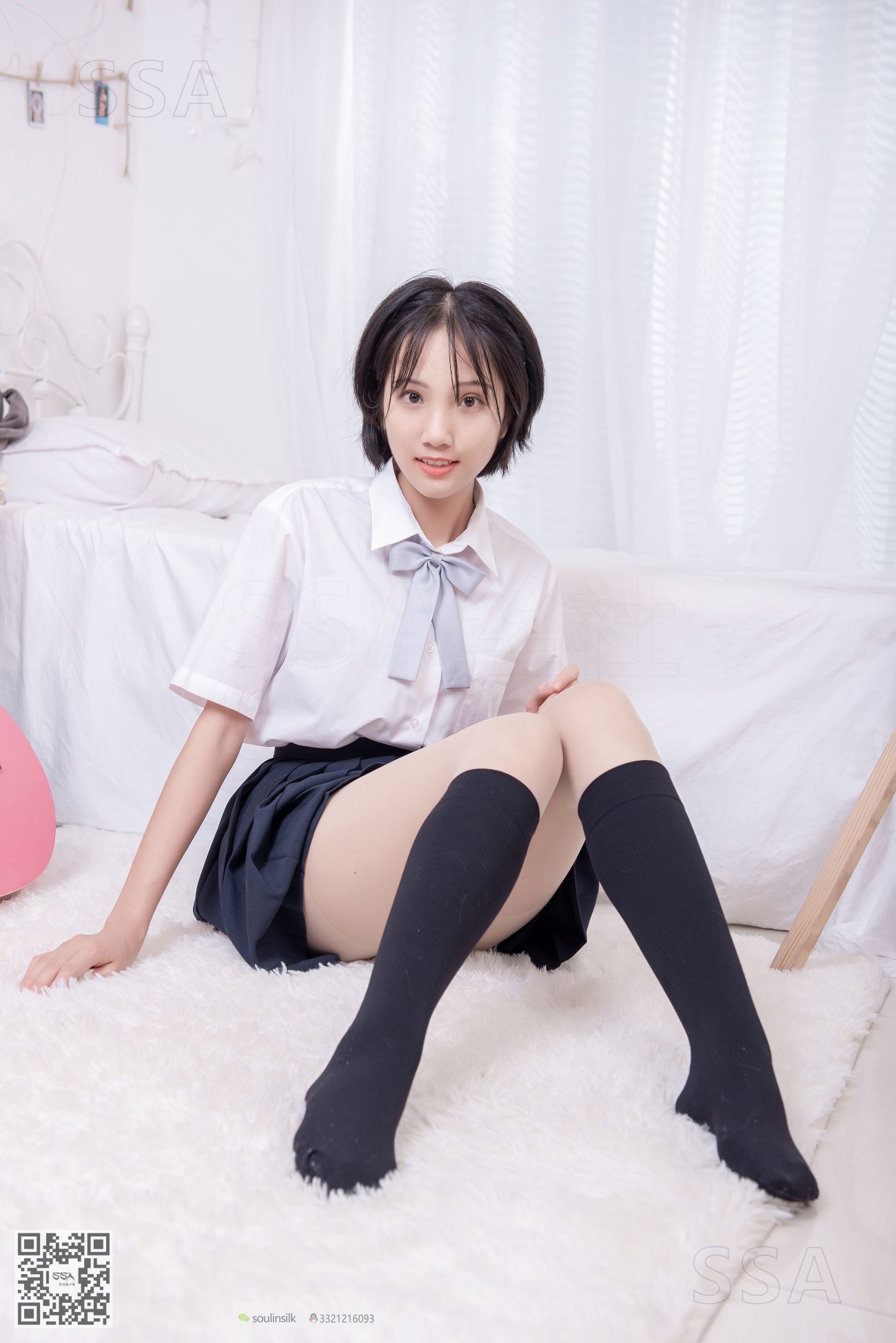 SSA丝社嫩模丝袜美脚写真第No.181期小佩的酒窝少女JK制服肉丝黑袜 (35)