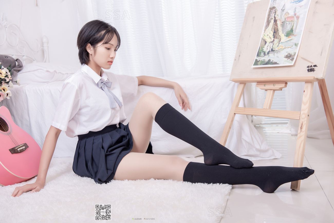 SSA丝社嫩模丝袜美脚写真第No.181期小佩的酒窝少女JK制服肉丝黑袜 (33)