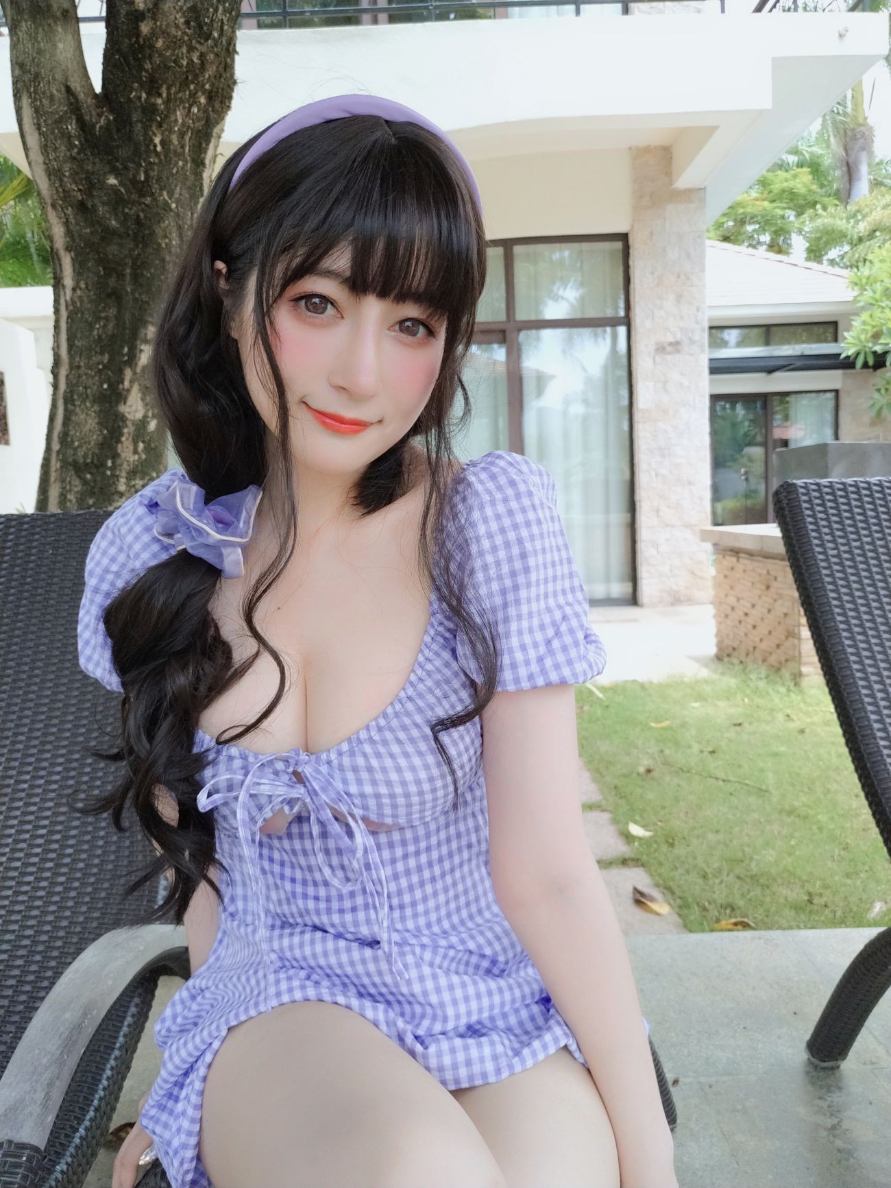 微博美少女白银Cosplay性感写真夏日的格子连衣裙 (59)