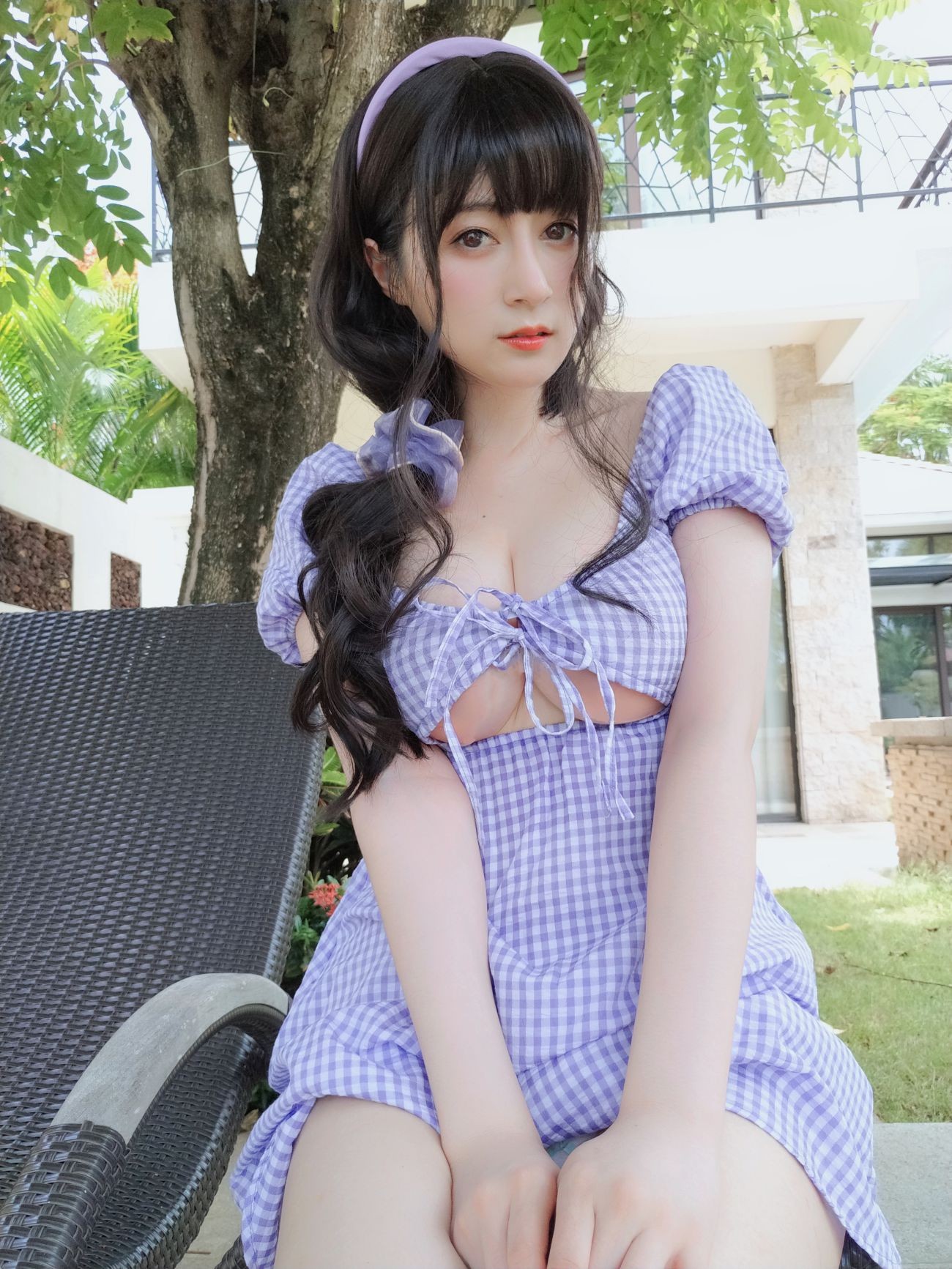 微博美少女白银Cosplay性感写真夏日的格子连衣裙 (61)