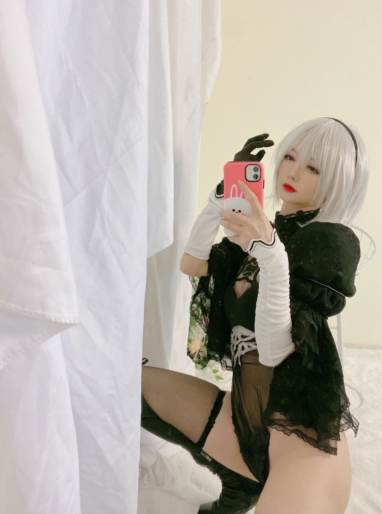 微博美少女51酱Cosplay性感写真2B黑婚纱 (48)