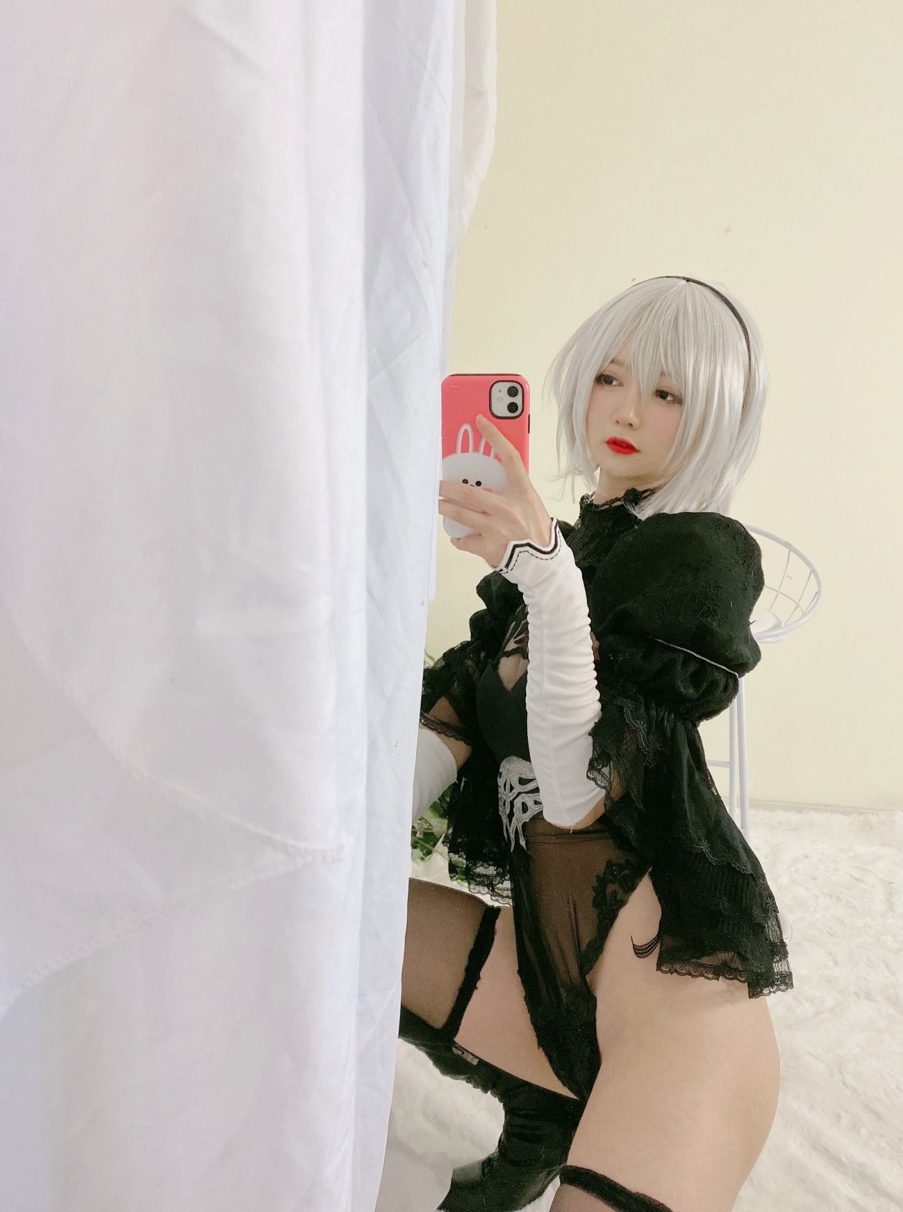 微博美少女51酱Cosplay性感写真2B黑婚纱 (47)