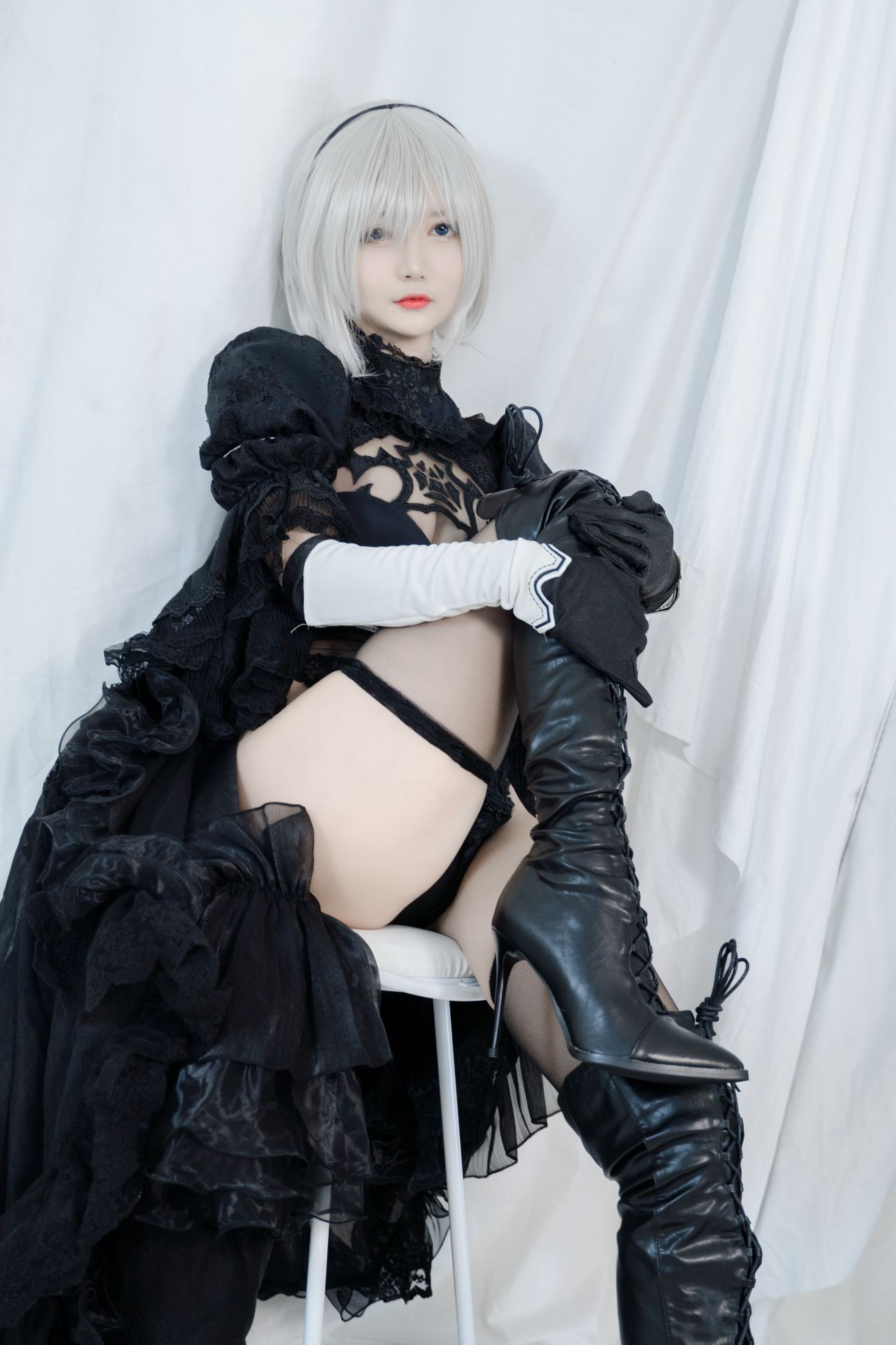 微博美少女51酱Cosplay性感写真2B黑婚纱 (19)