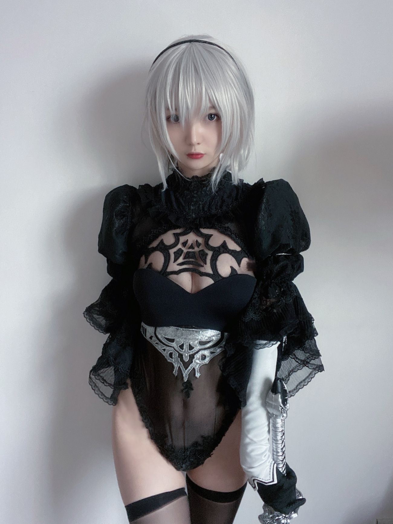 微博美少女51酱Cosplay性感写真2B黑婚纱 (31)