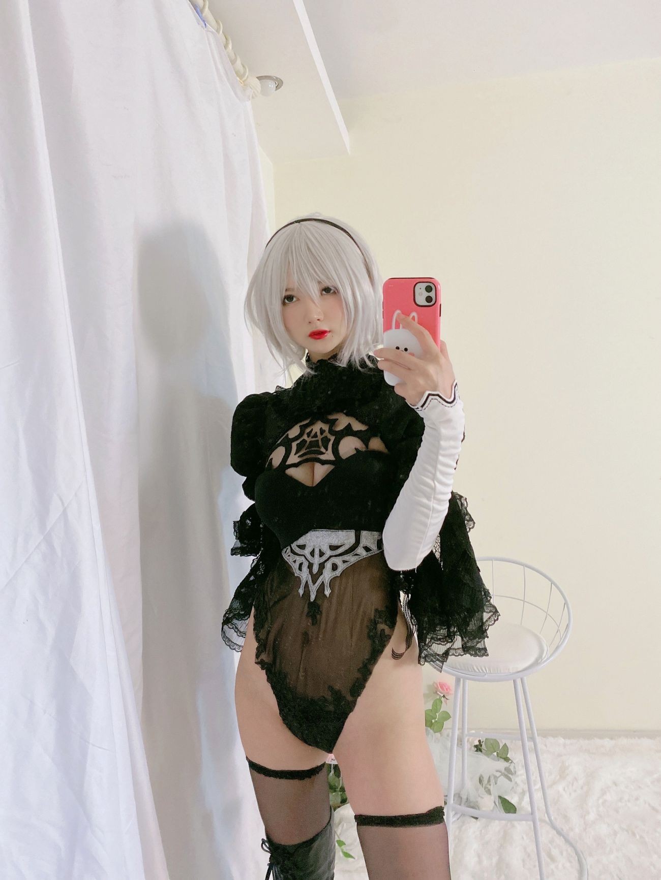 微博美少女51酱Cosplay性感写真2B黑婚纱 (53)