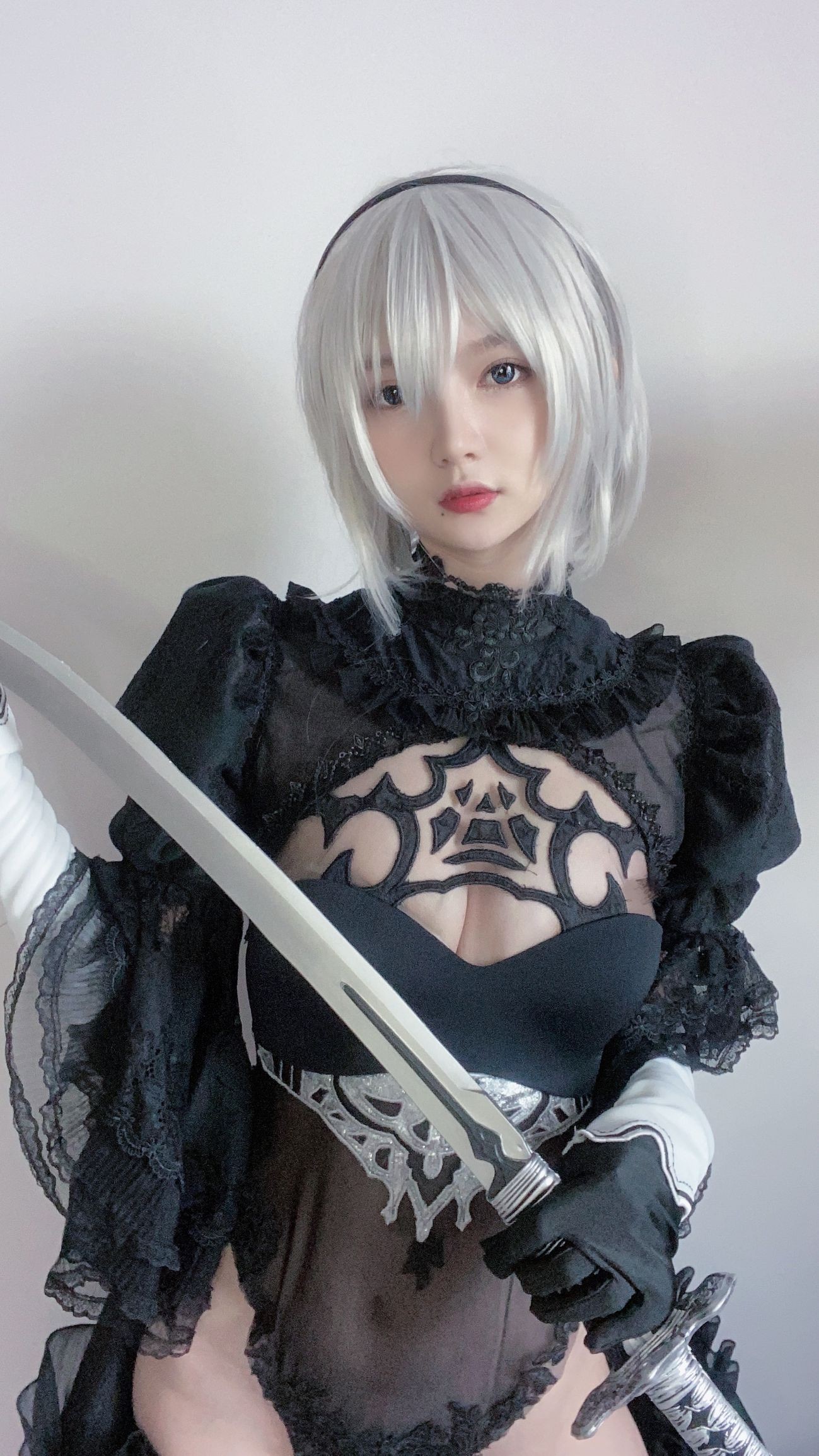 微博美少女51酱Cosplay性感写真2B黑婚纱 (37)