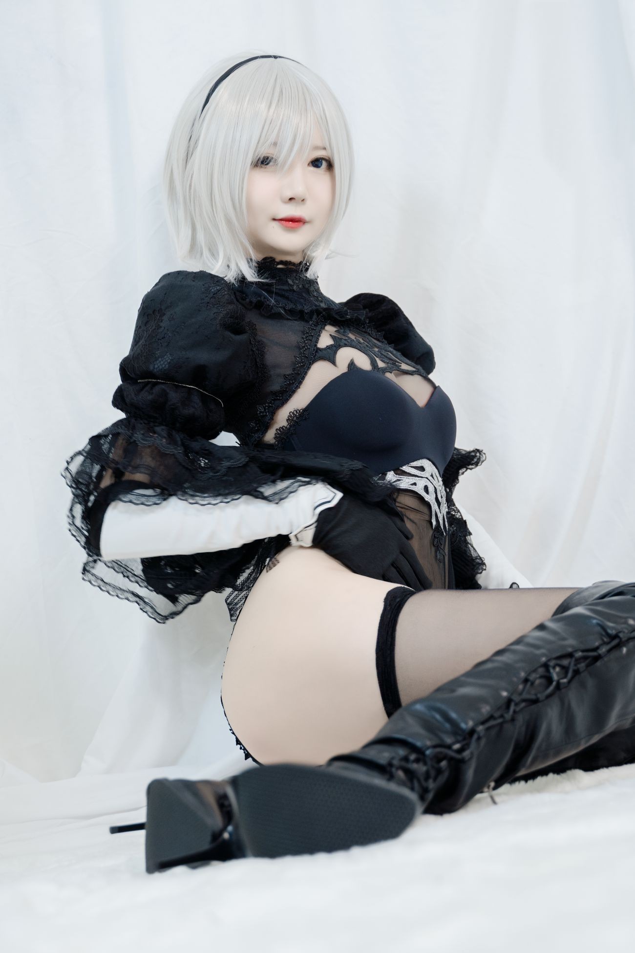 微博美少女51酱Cosplay性感写真2B黑婚纱 (28)