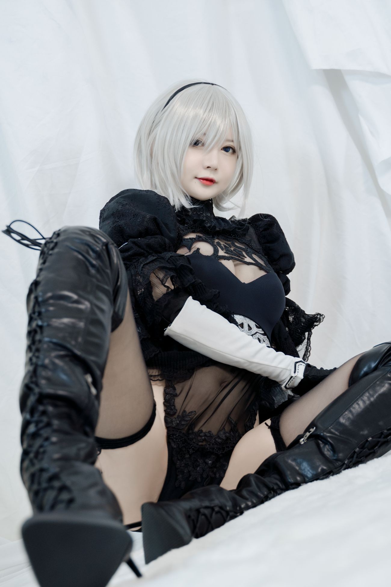 微博美少女51酱Cosplay性感写真2B黑婚纱 (27)