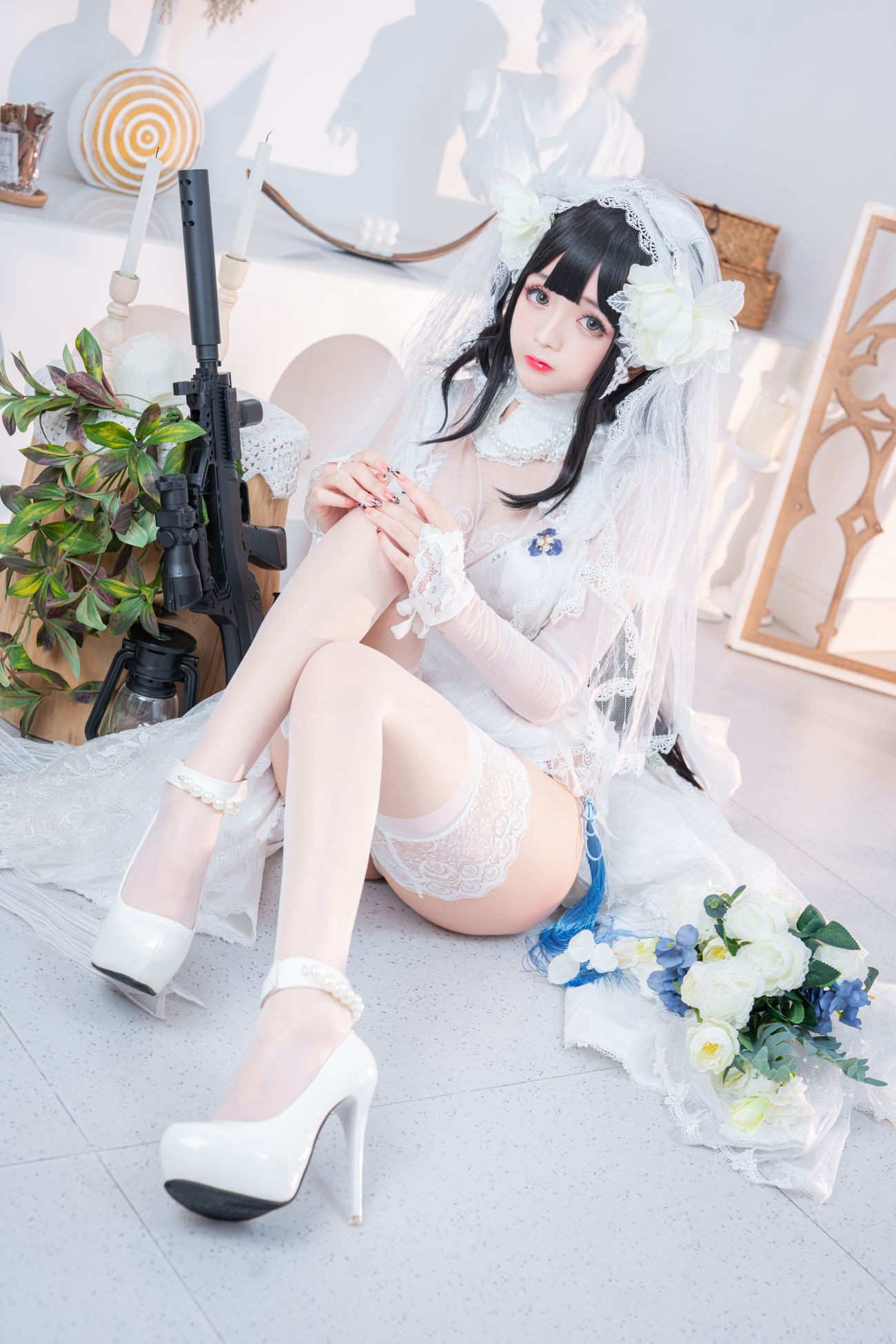 微博美少女日奈娇Cosplay性感写真95式婚纱 (11)