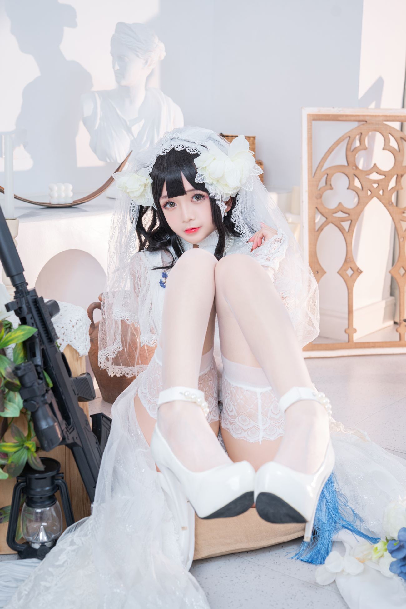 微博美少女日奈娇Cosplay性感写真95式婚纱 (12)