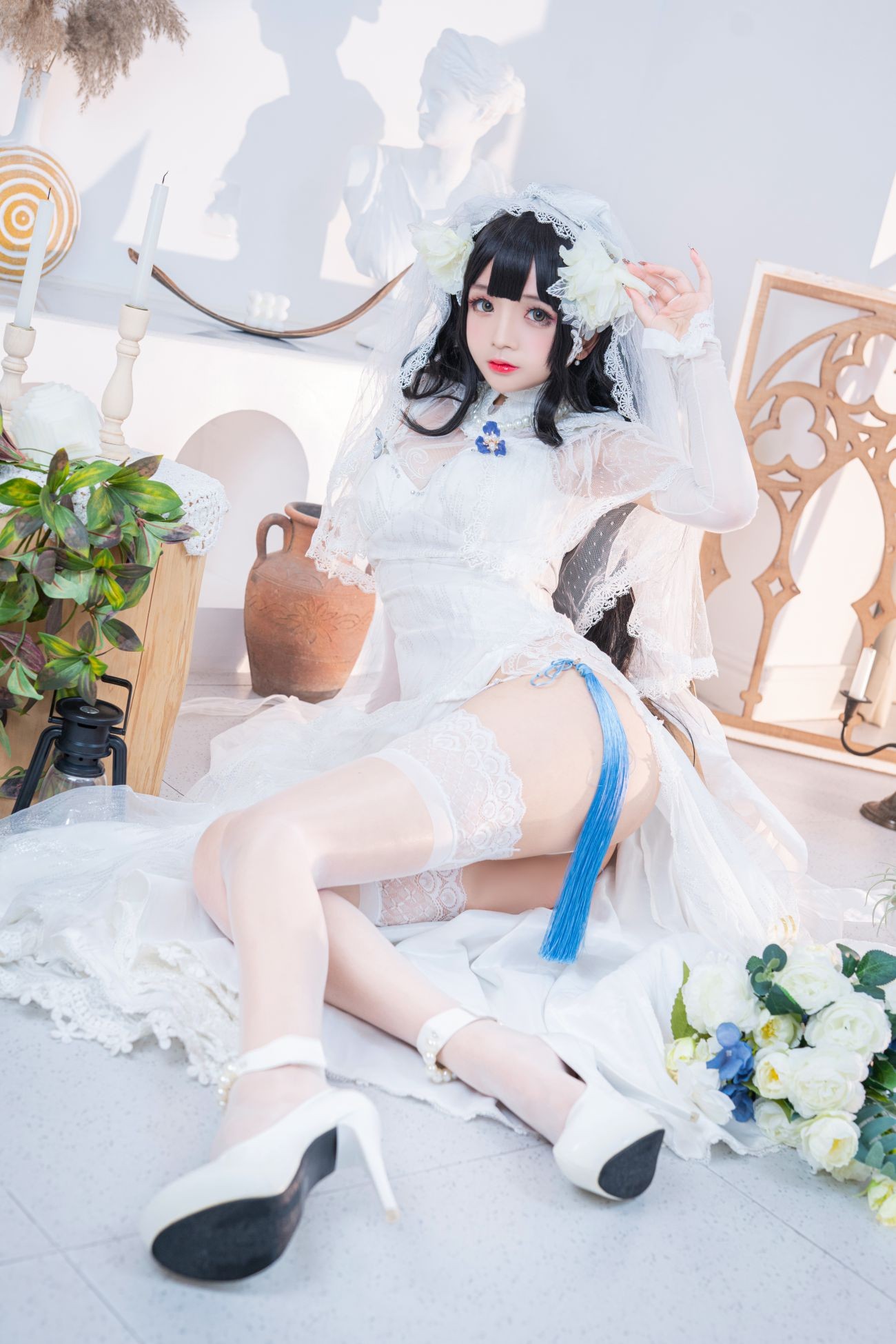 微博美少女日奈娇Cosplay性感写真95式婚纱 (6)