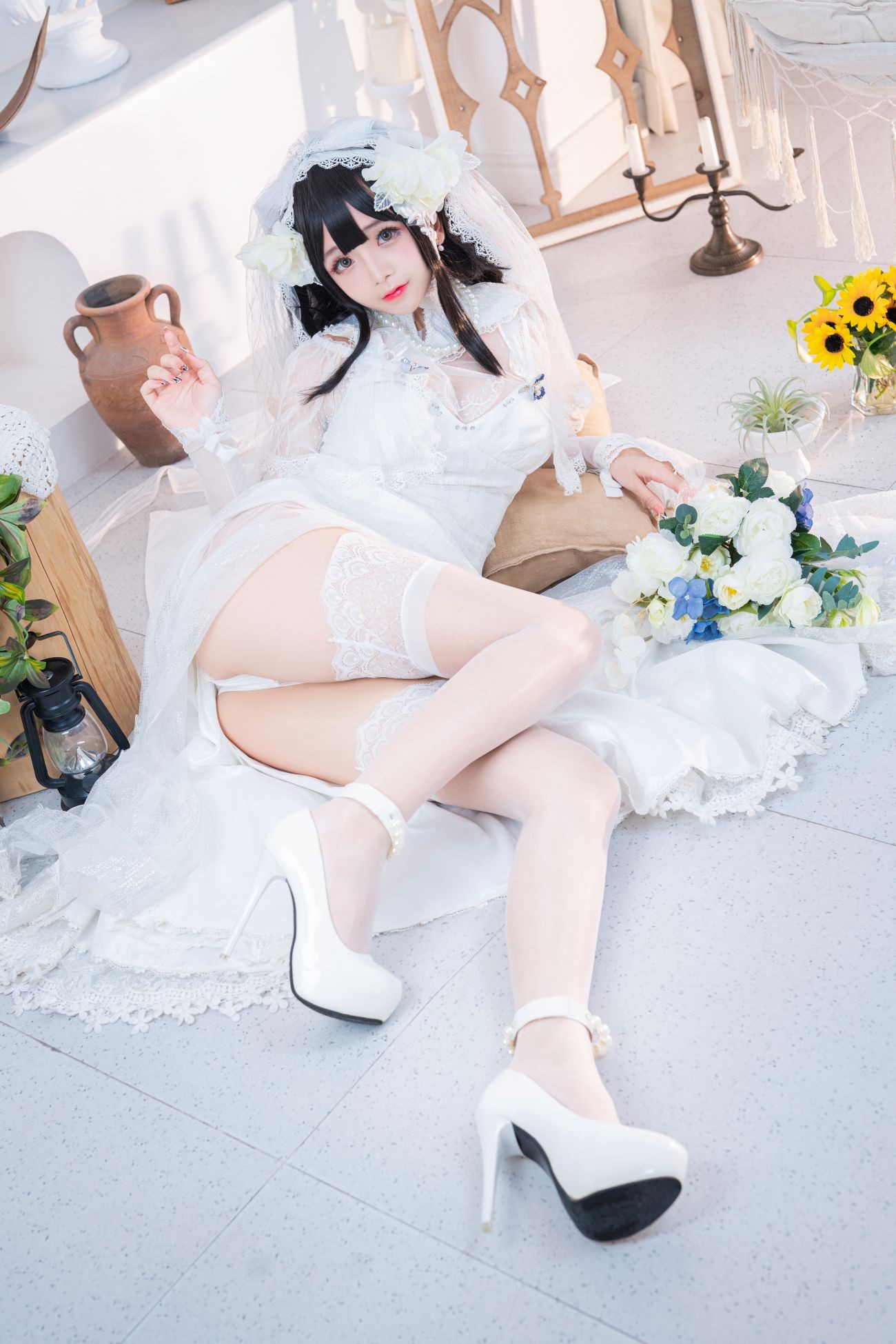 微博美少女日奈娇Cosplay性感写真95式婚纱 (7)