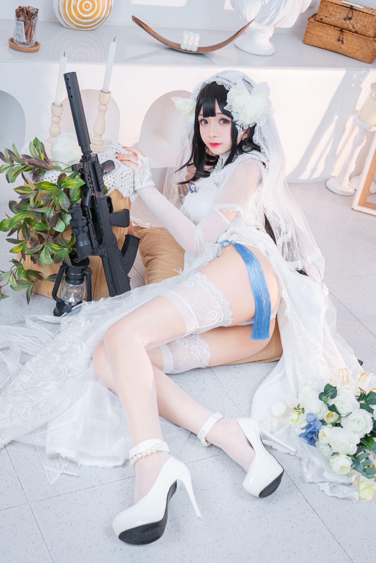 微博美少女日奈娇Cosplay性感写真95式婚纱 (8)