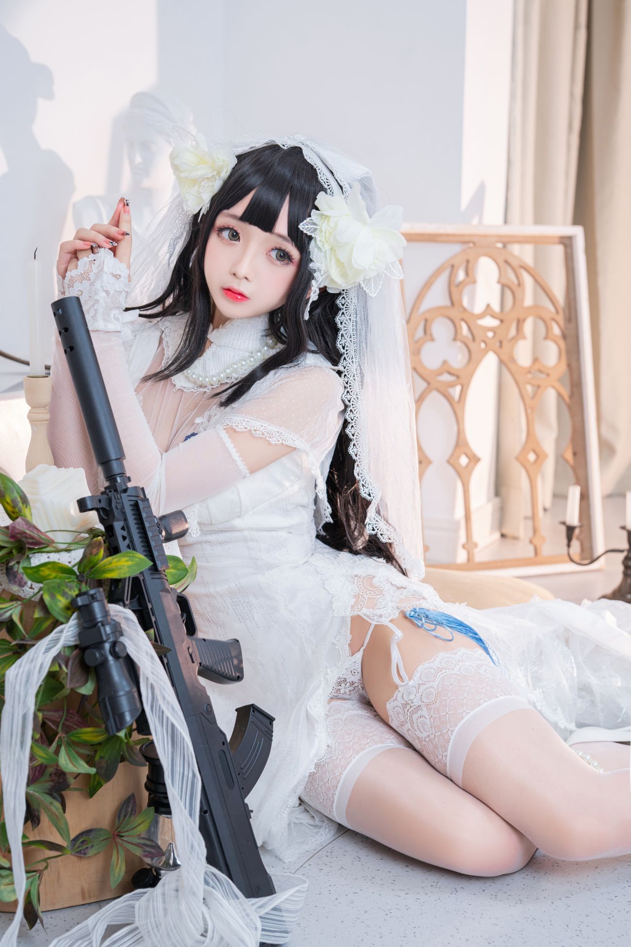 微博美少女日奈娇Cosplay性感写真95式婚纱 (14)