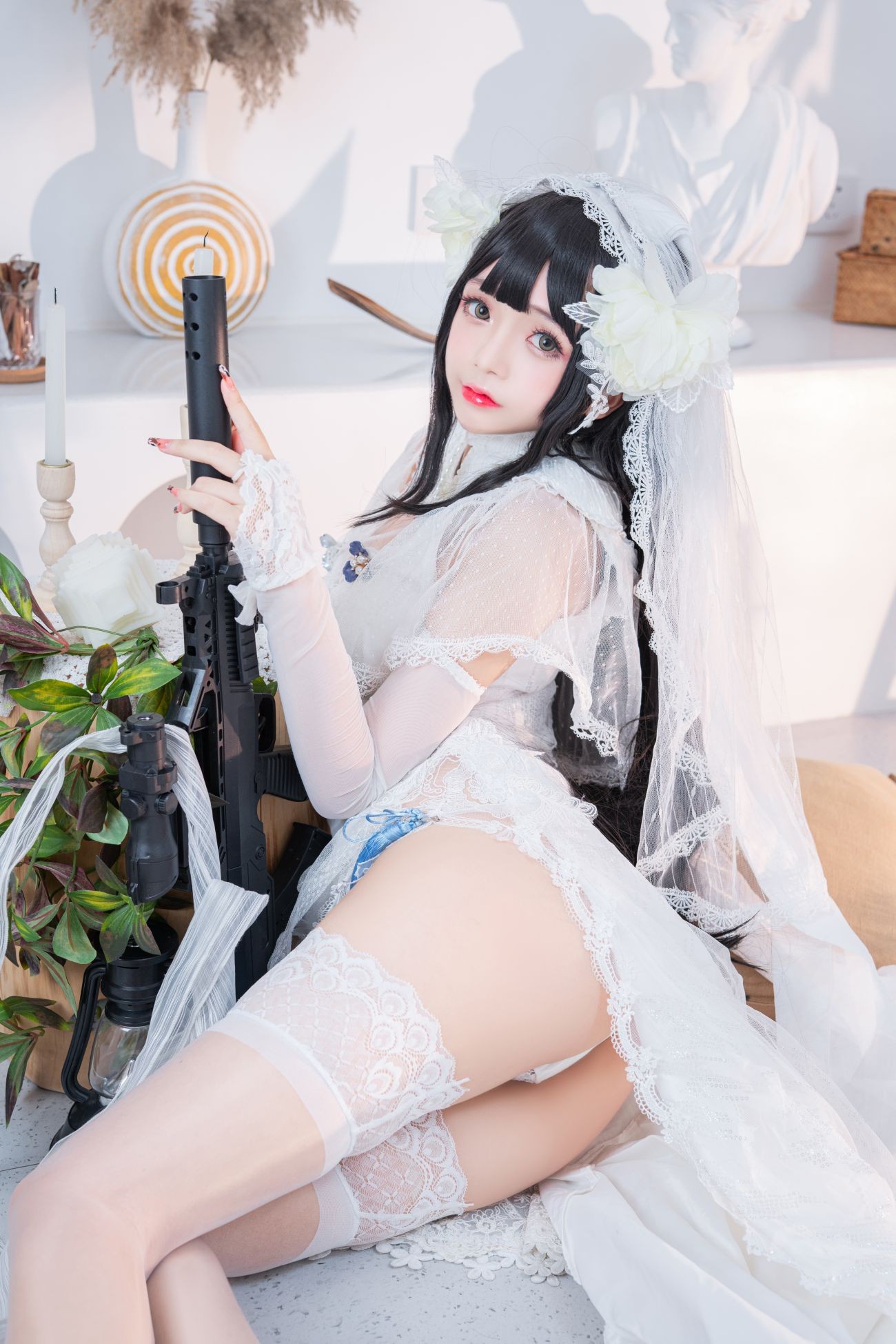 微博美少女日奈娇Cosplay性感写真95式婚纱 (4)