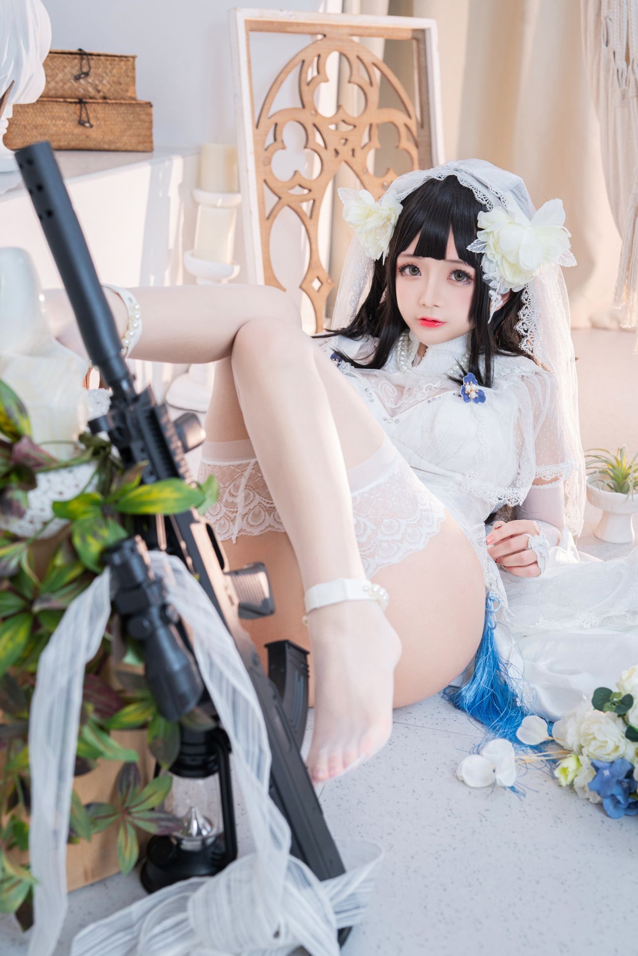 微博美少女日奈娇Cosplay性感写真95式婚纱 (15)