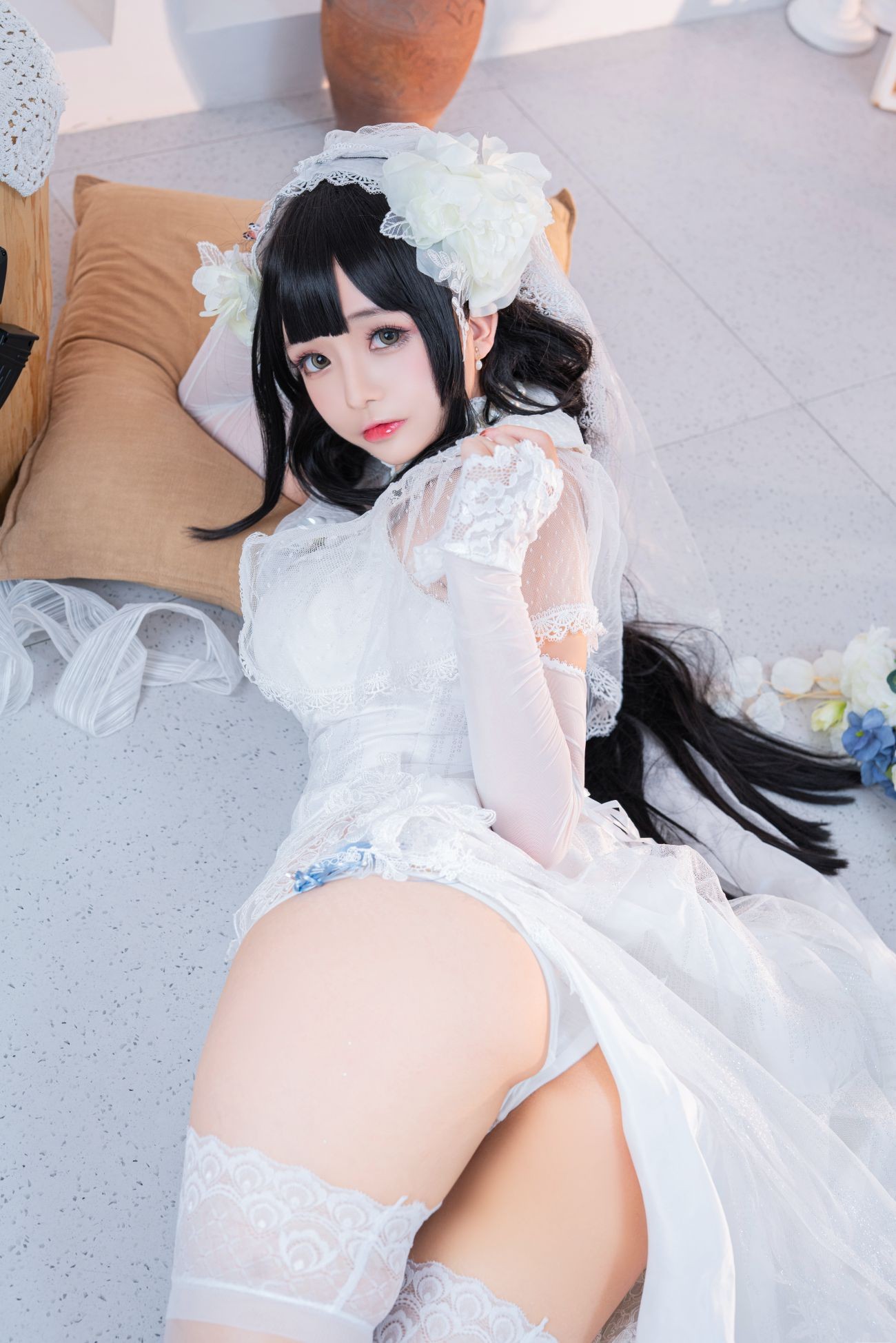 微博美少女日奈娇Cosplay性感写真95式婚纱 (20)