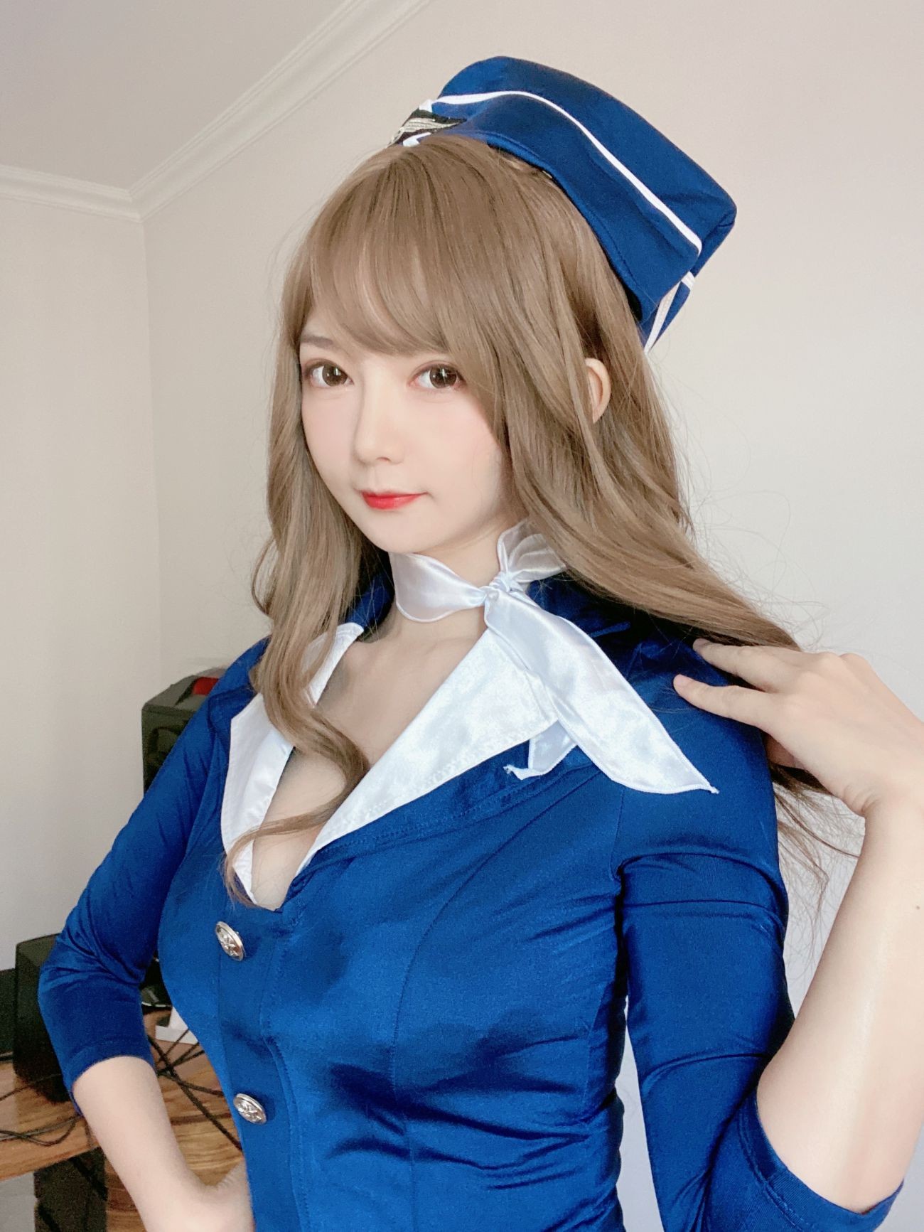 微博美少女51酱性感写真蓝色制服装 (28)