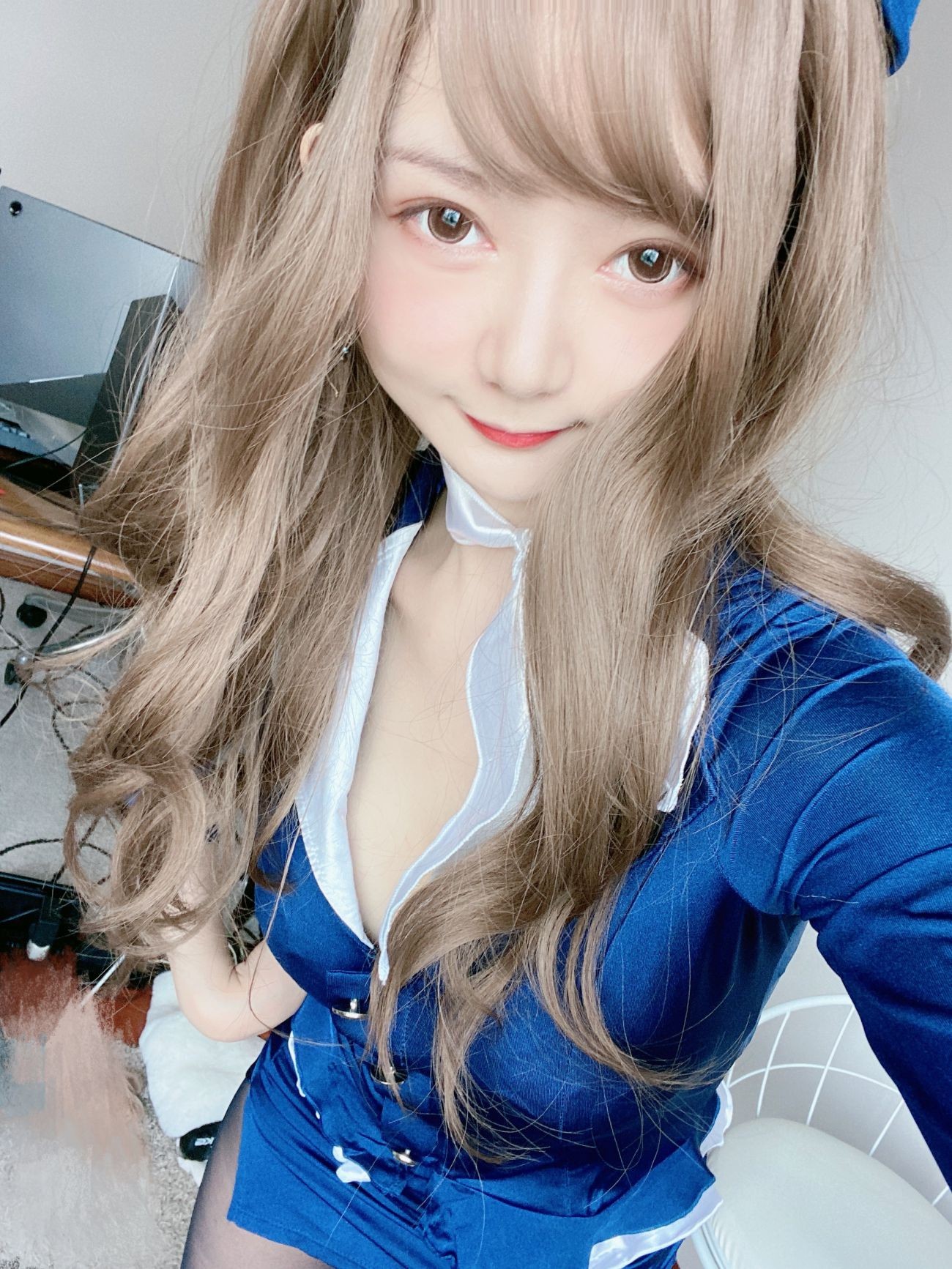 微博美少女51酱性感写真蓝色制服装 (12)