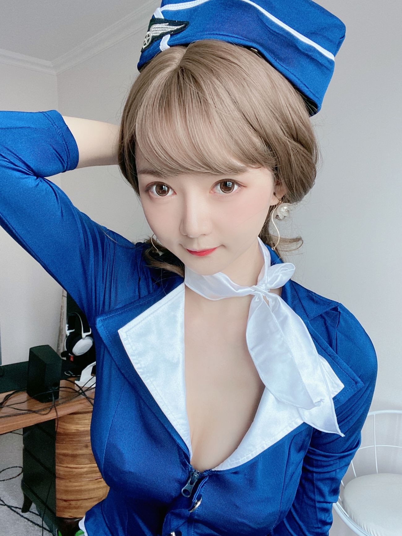 微博美少女51酱性感写真蓝色制服装 (11)