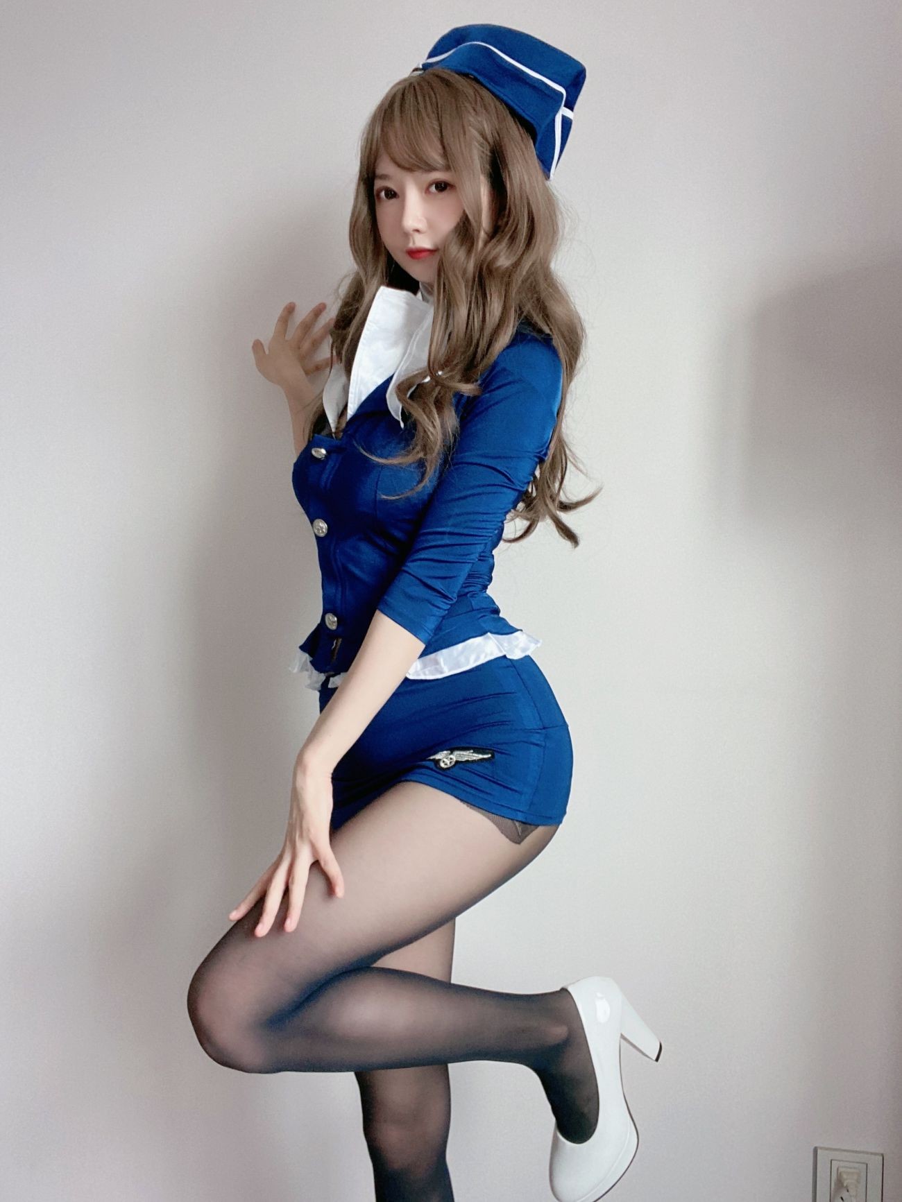 微博美少女51酱性感写真蓝色制服装 (15)