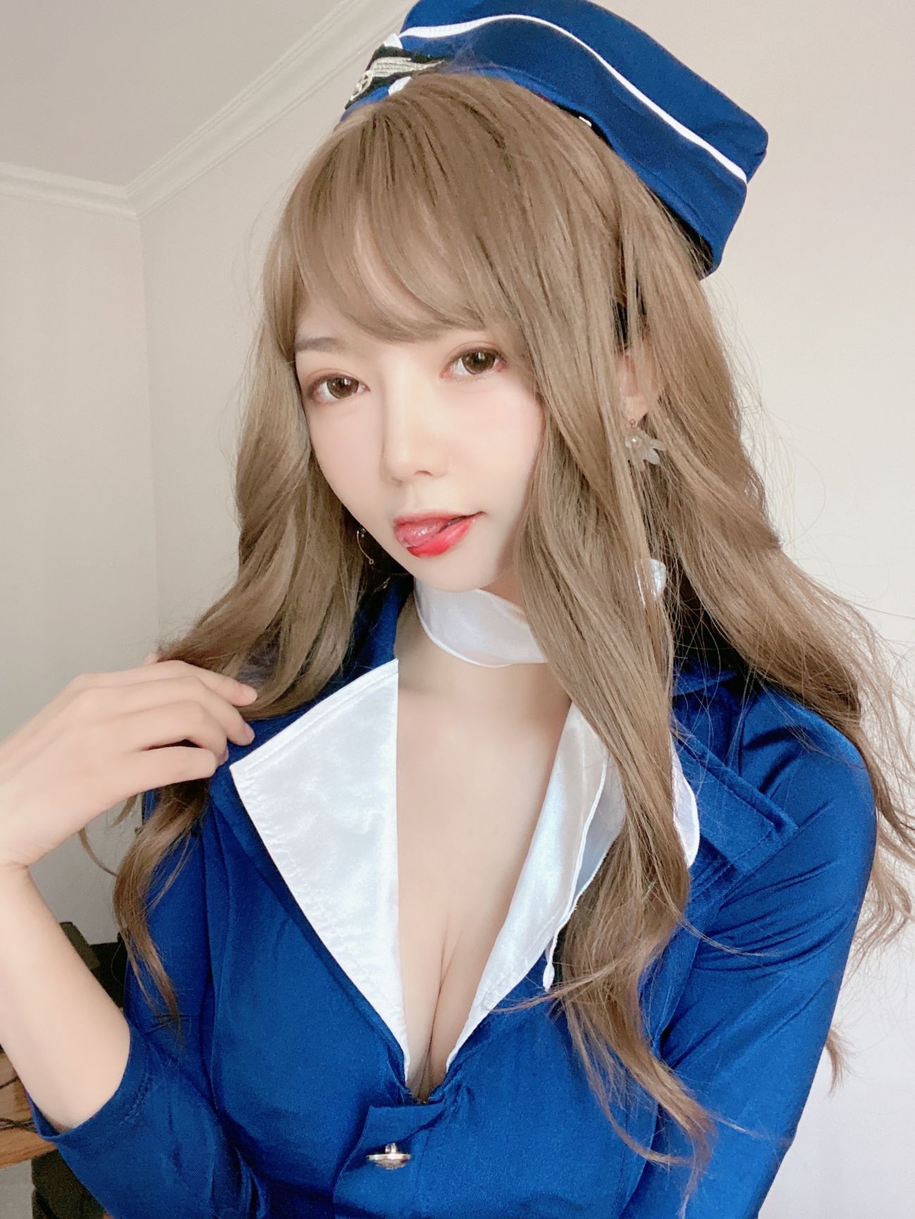 微博美少女51酱性感写真蓝色制服装 (27)