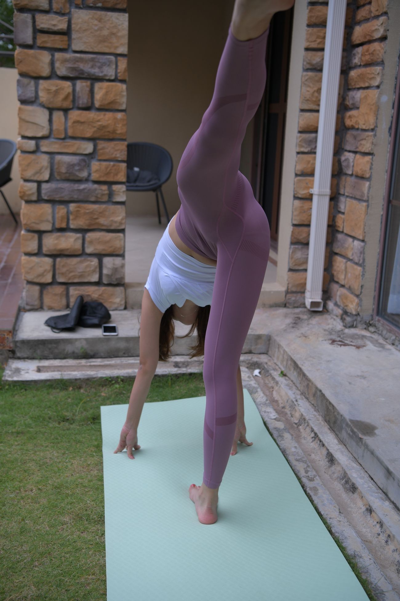 一只麋鹿旅拍摄影作品紫色瑜伽裤美女 (3)