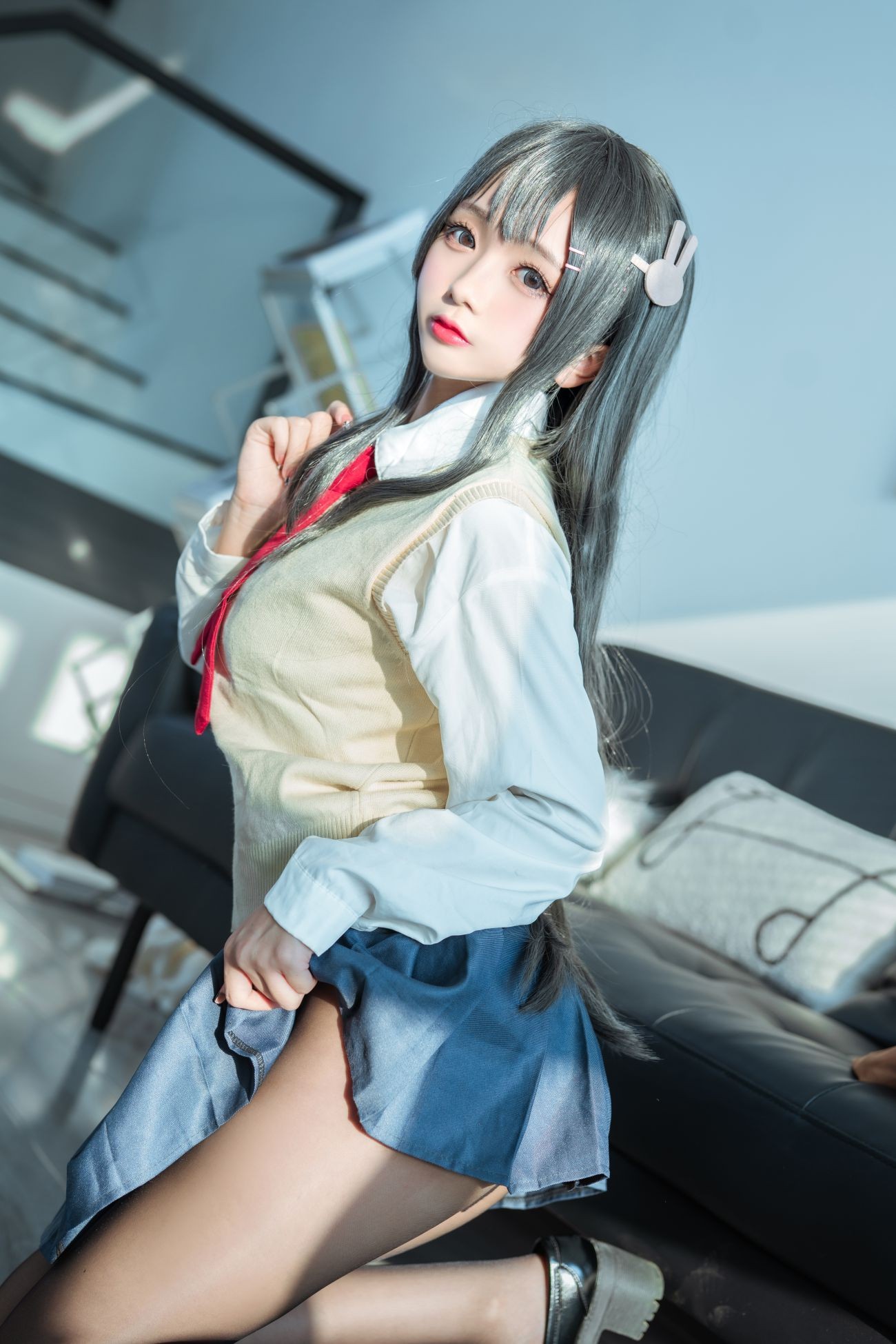 微博美少女日奈娇Cosplay性感写真麻衣校服 (14)