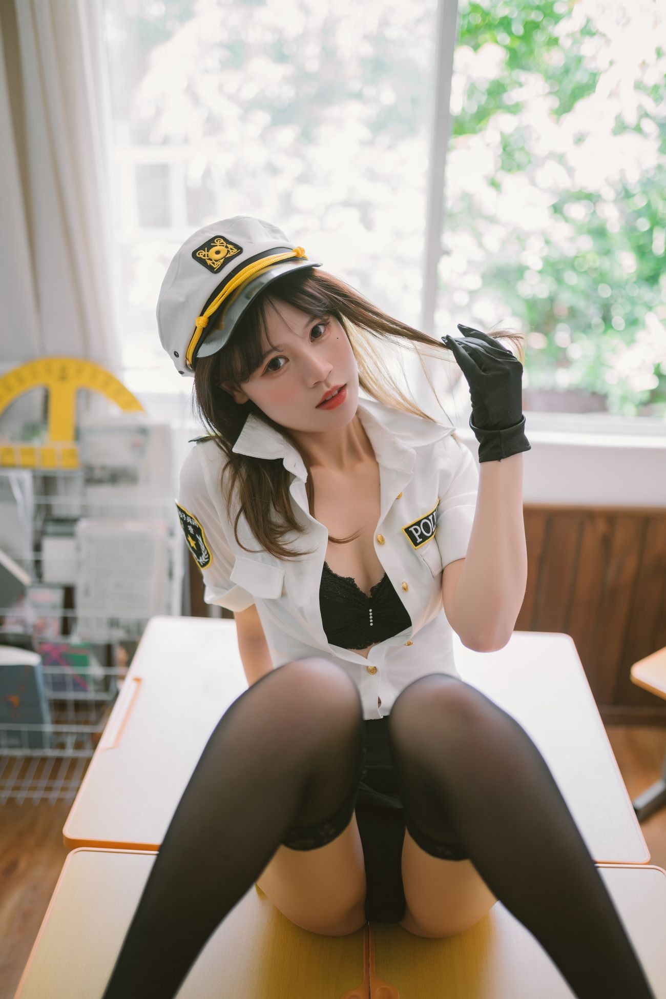 微博美少女千反田鹿子Cosplay性感写真日常女警 (8)