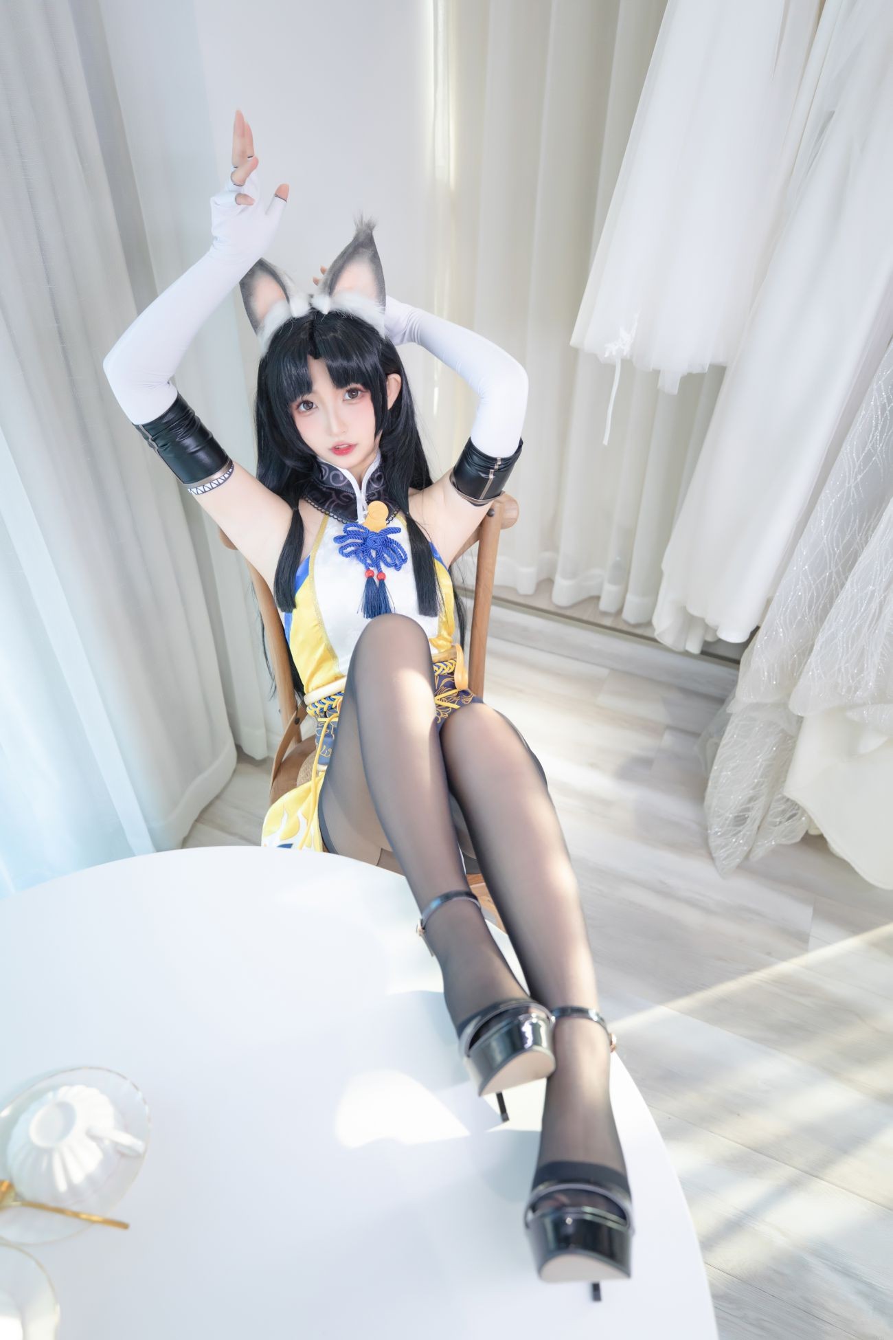 微博美少女神楽板真冬Cosplay性感写真黑丝胡桃 (18)