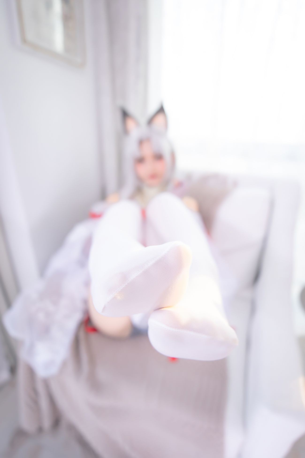 微博美少女神楽板真冬Cosplay性感写真白丝胡桃 (5)