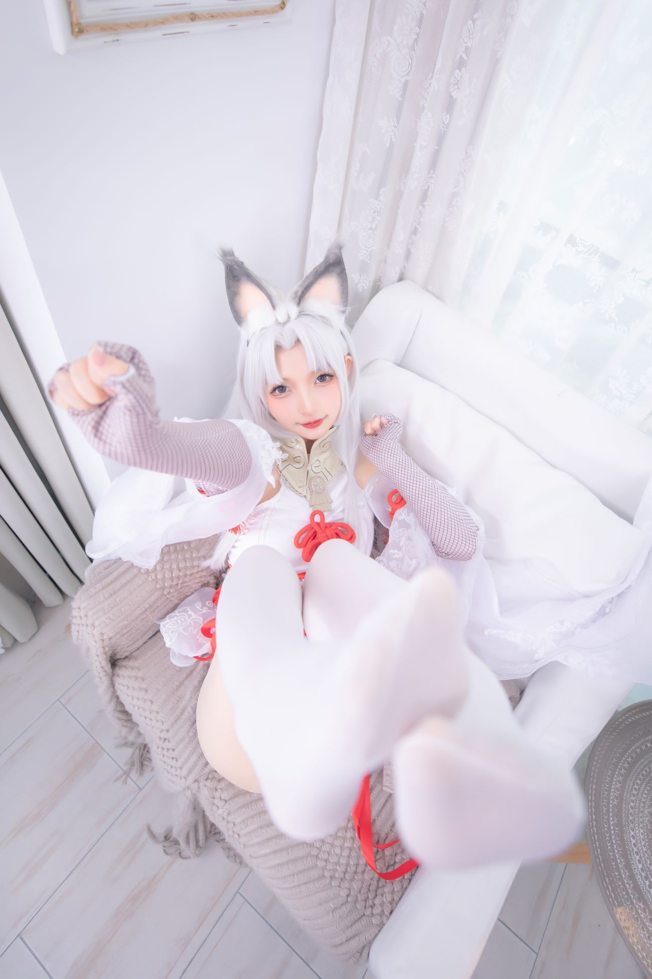 微博美少女神楽板真冬Cosplay性感写真白丝胡桃 (67)