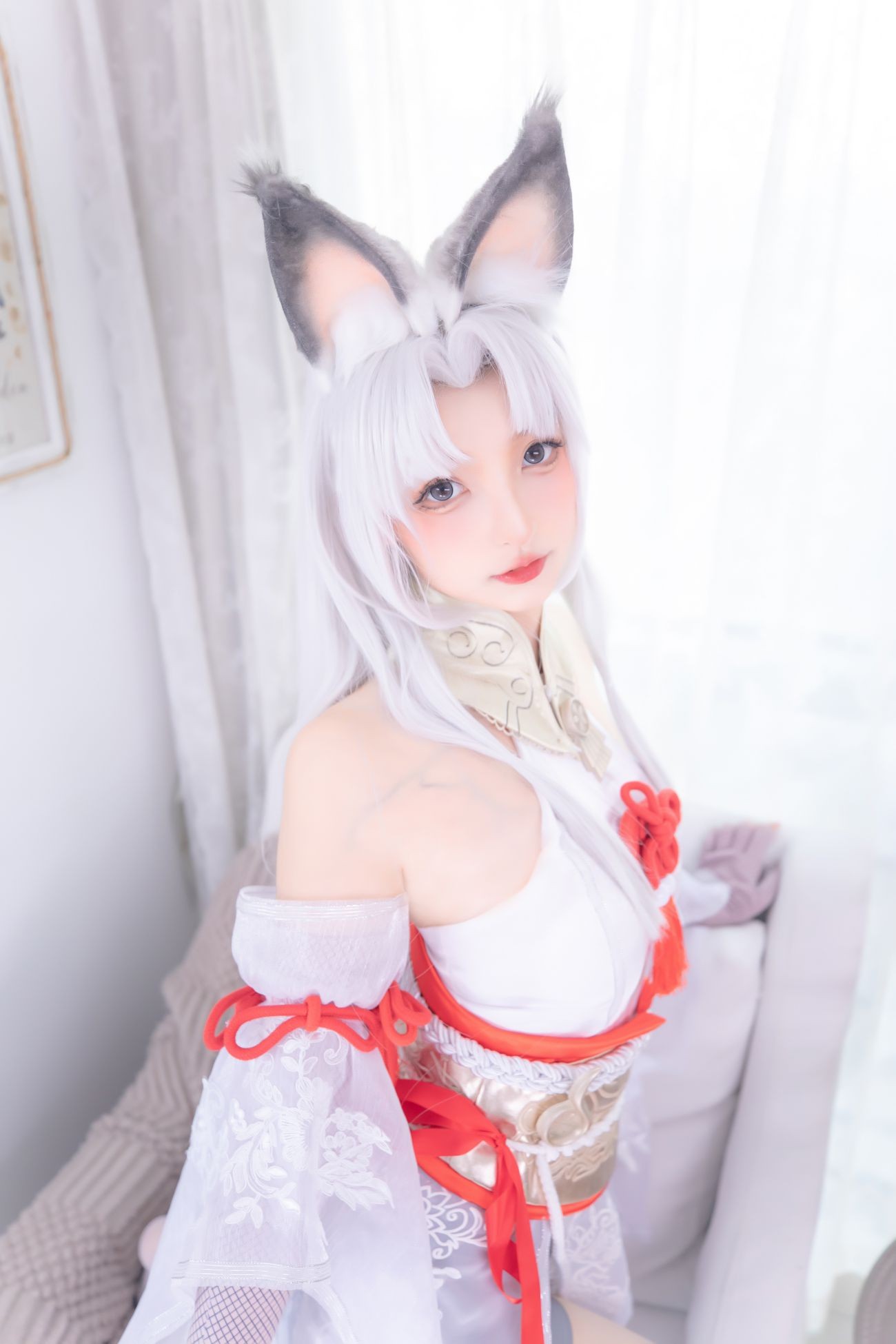 微博美少女神楽板真冬Cosplay性感写真白丝胡桃 (14)