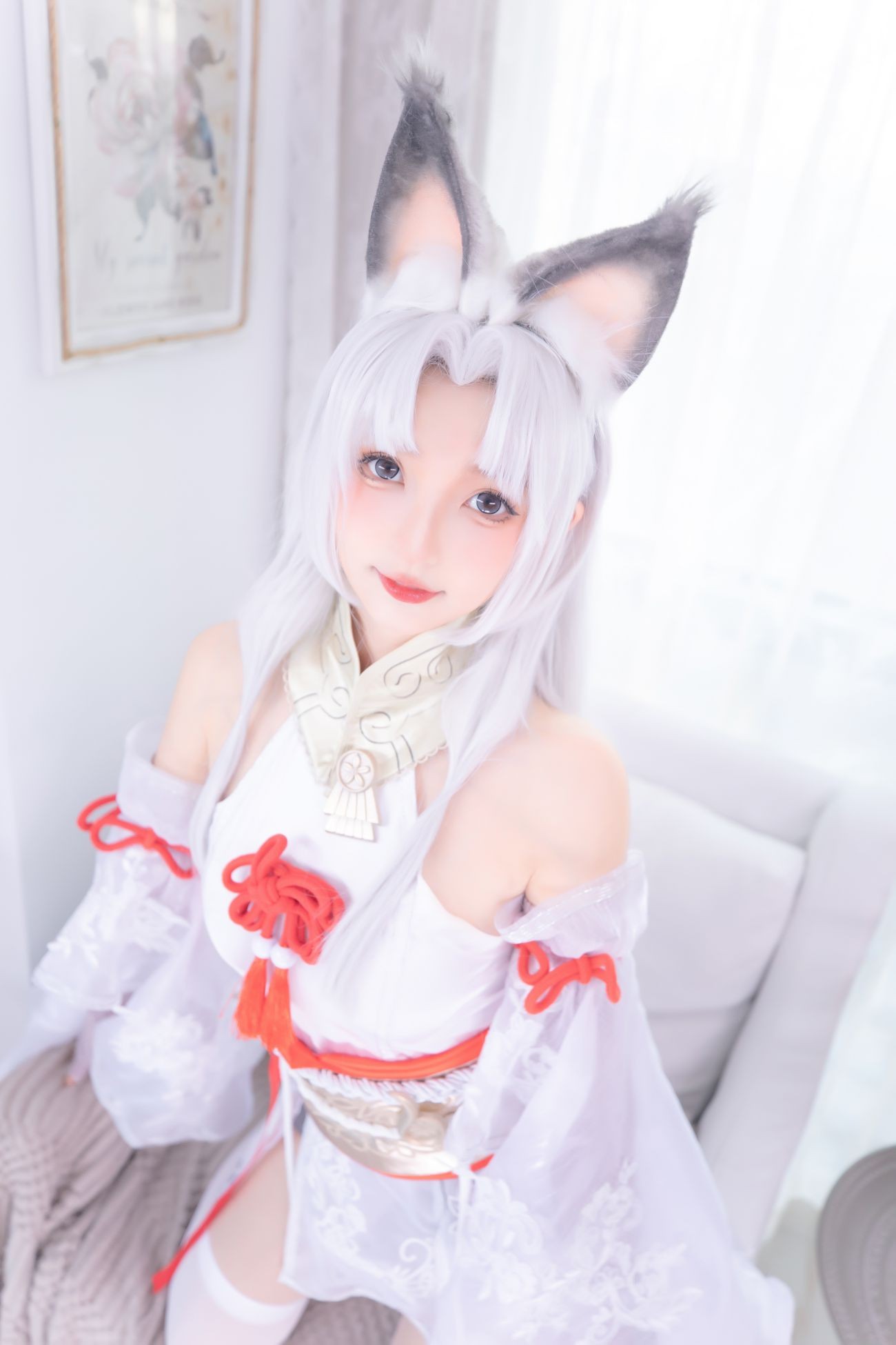 微博美少女神楽板真冬Cosplay性感写真白丝胡桃 (15)