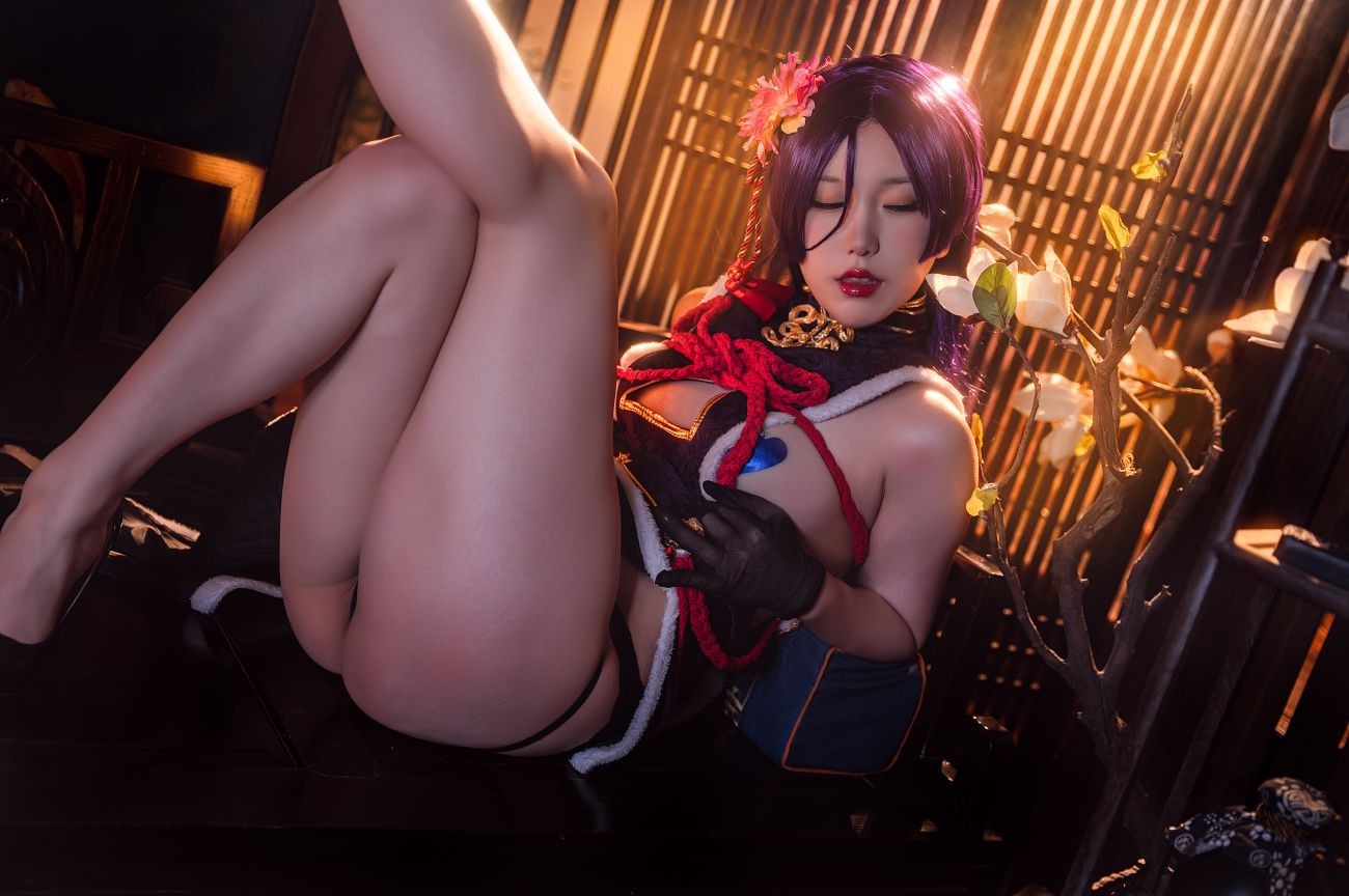 微博美少女一北亦北Cosplay性感写真奶光旗袍 (6)