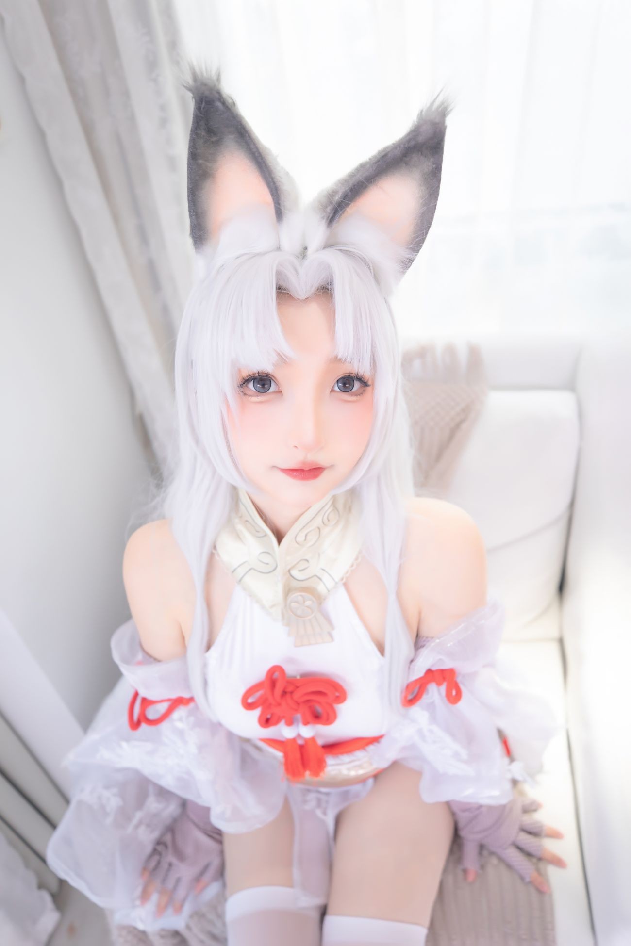 微博美少女神楽板真冬Cosplay性感写真白丝胡桃 (3)