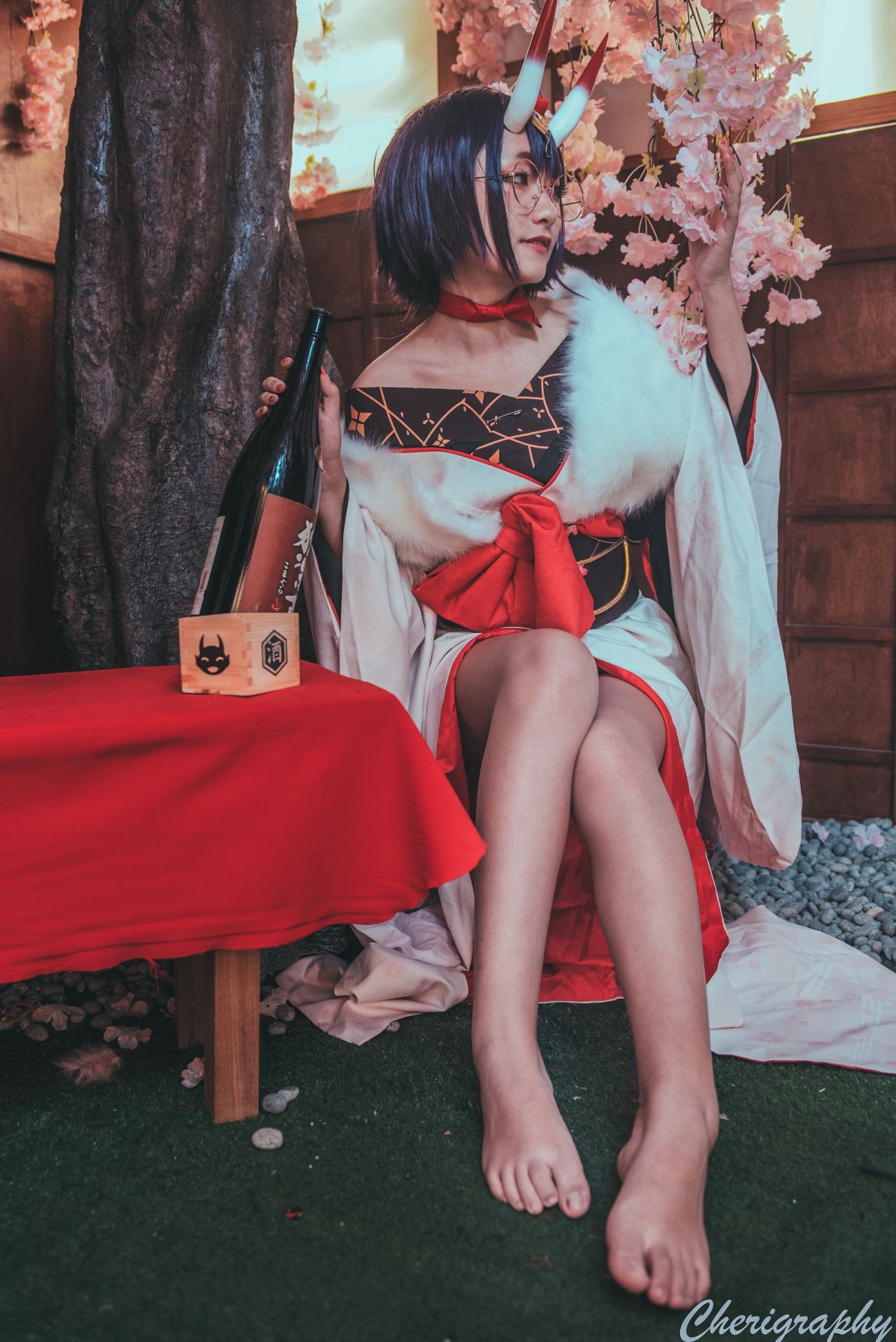 微博美少女Roroki骷髅姫Cosplay性感写真酒吞和服 (12)