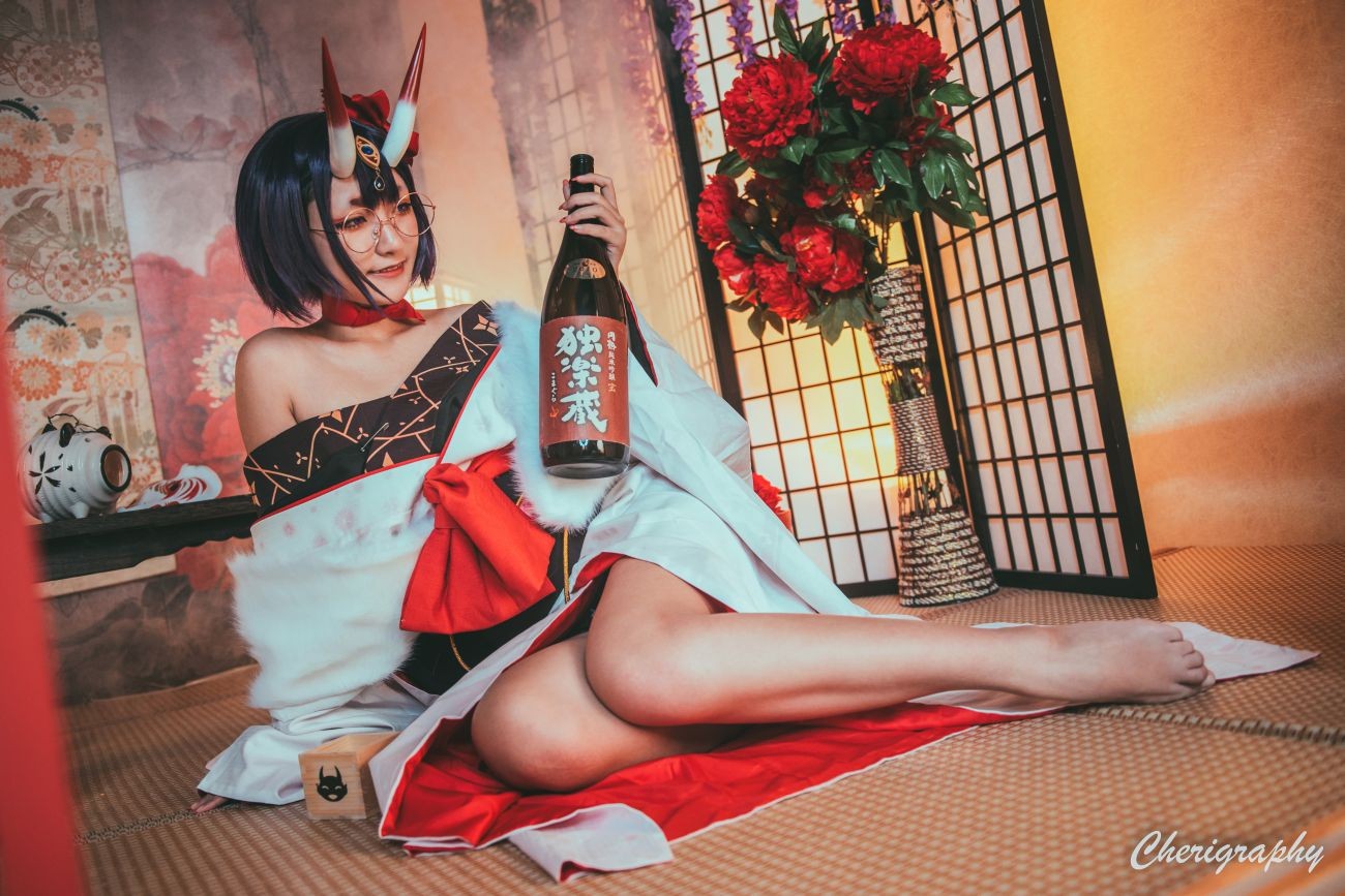 微博美少女Roroki骷髅姫Cosplay性感写真酒吞和服 (9)