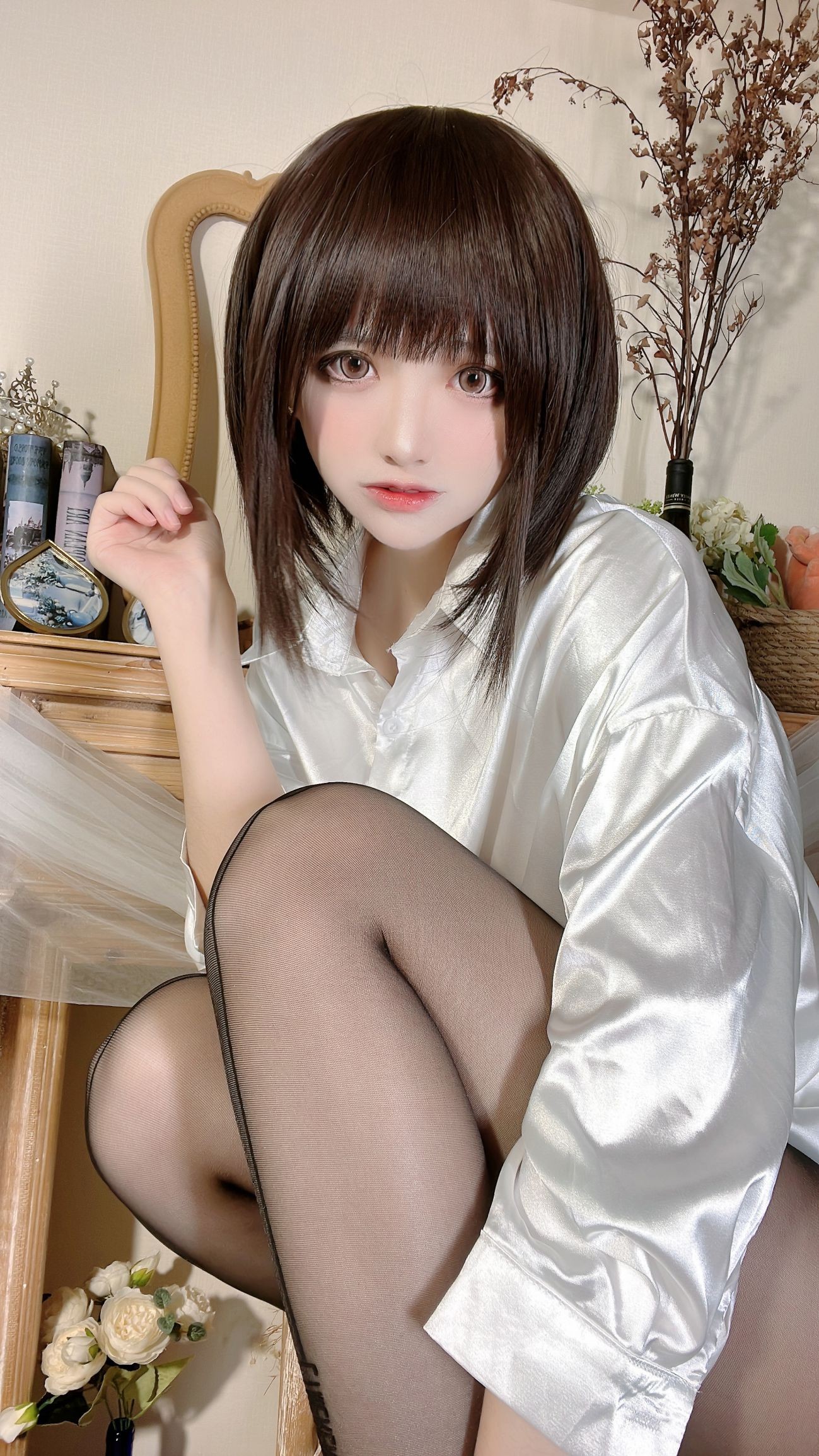 微博美少女疯猫ss性感写真白衬衫少女 (65)