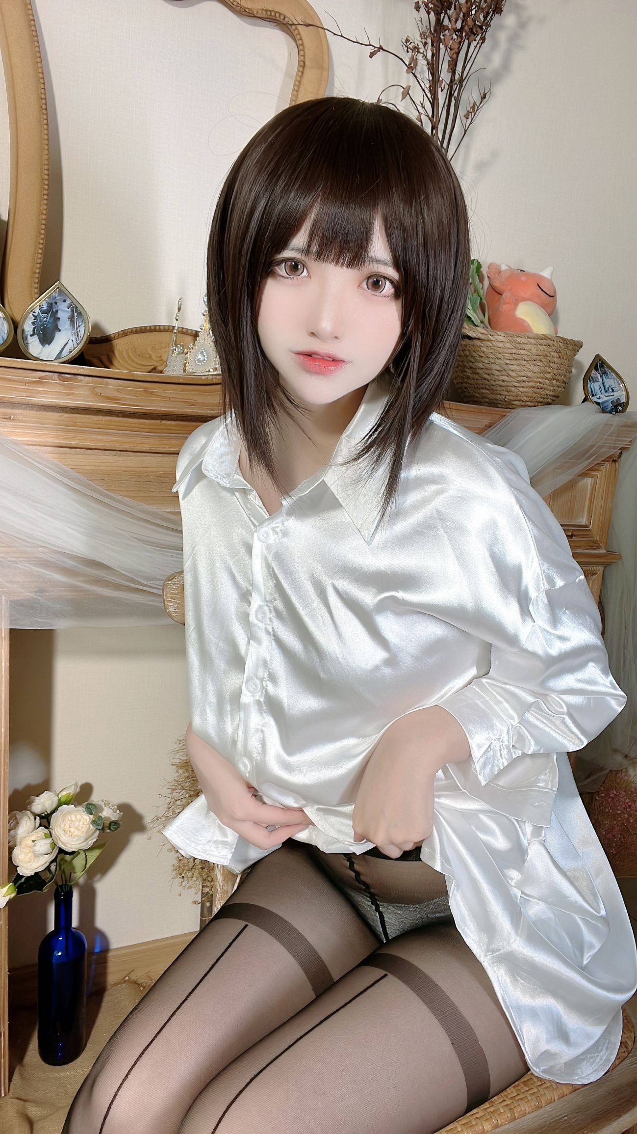 微博美少女疯猫ss性感写真白衬衫少女 (62)