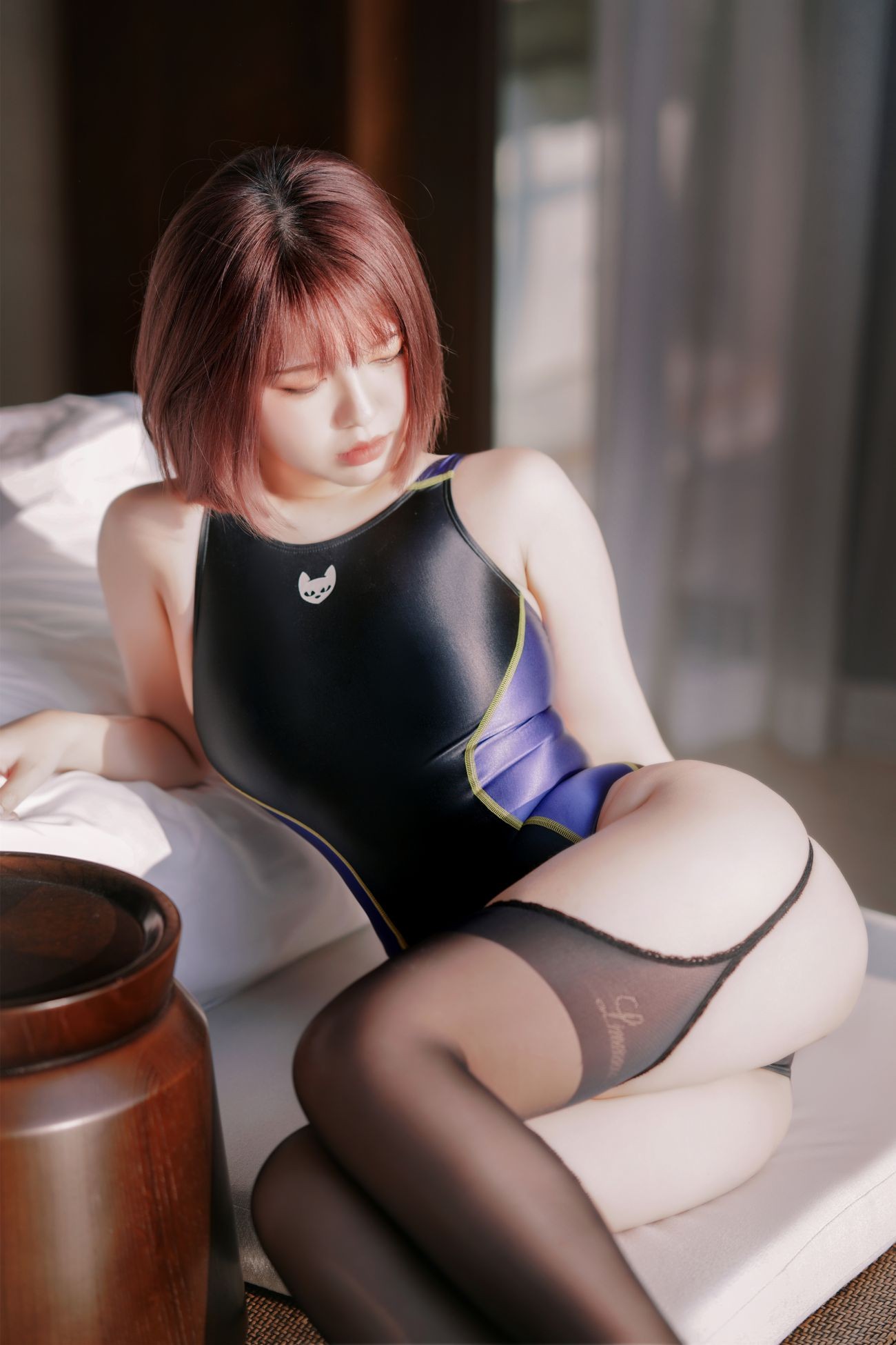 微博美少女半半子Cosplay性感写真競泳水着を着た彼女 (3)